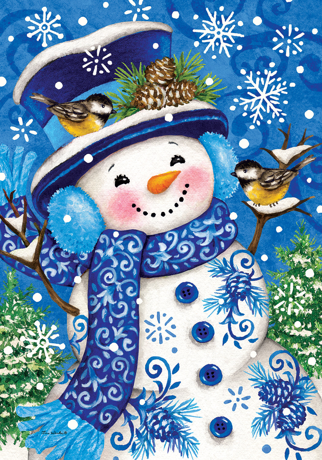 Chinoiserie Snowman-Flag