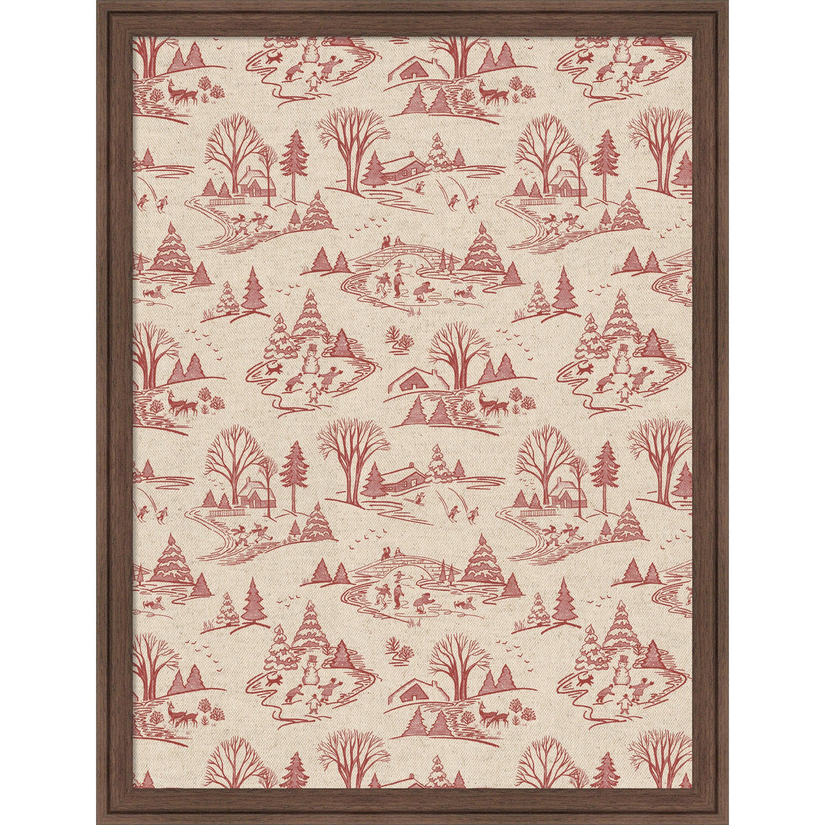 Framed Fabric Magnetic Board Wonderland Red Toile Wall Organization