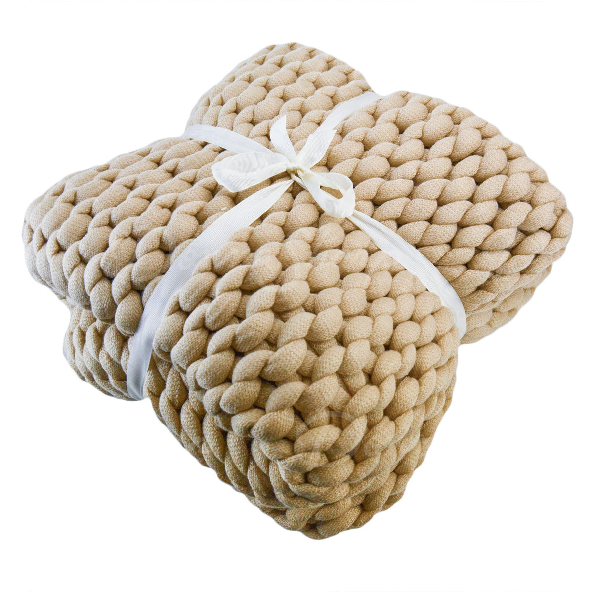Chunky Knit Throw- Taupe