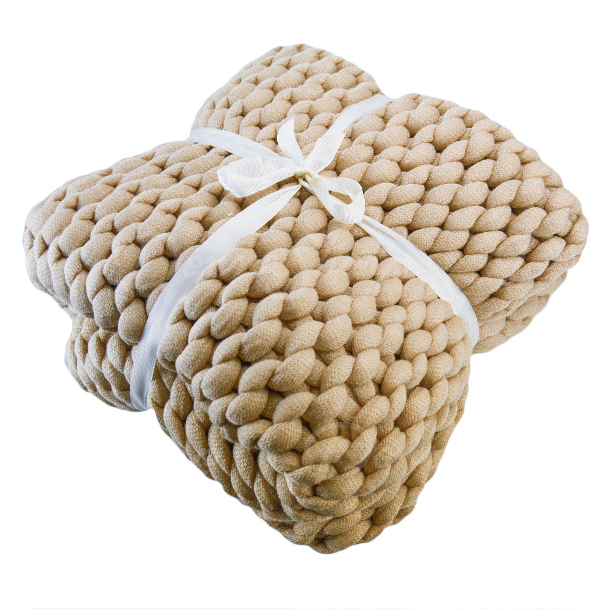 Chunky Knit Throw- Taupe