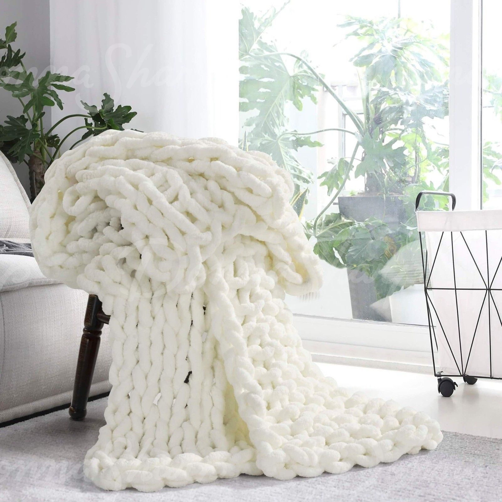 Chenille Knit Throw- Ivory