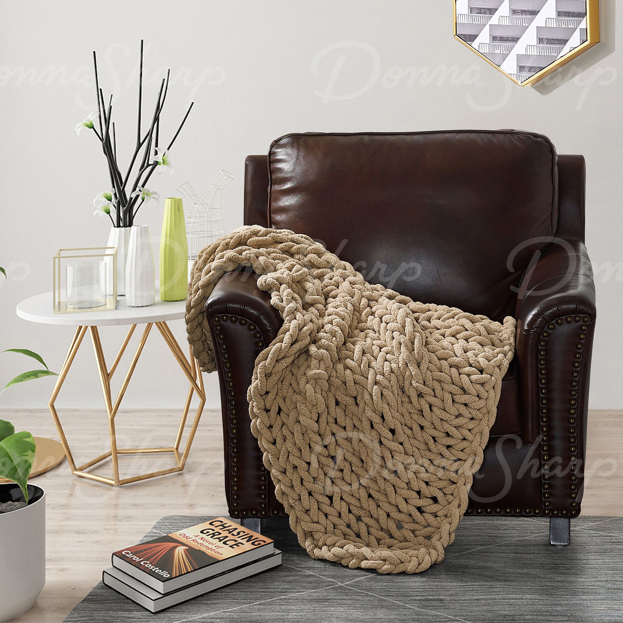 Chenille Knit Throw- Mink