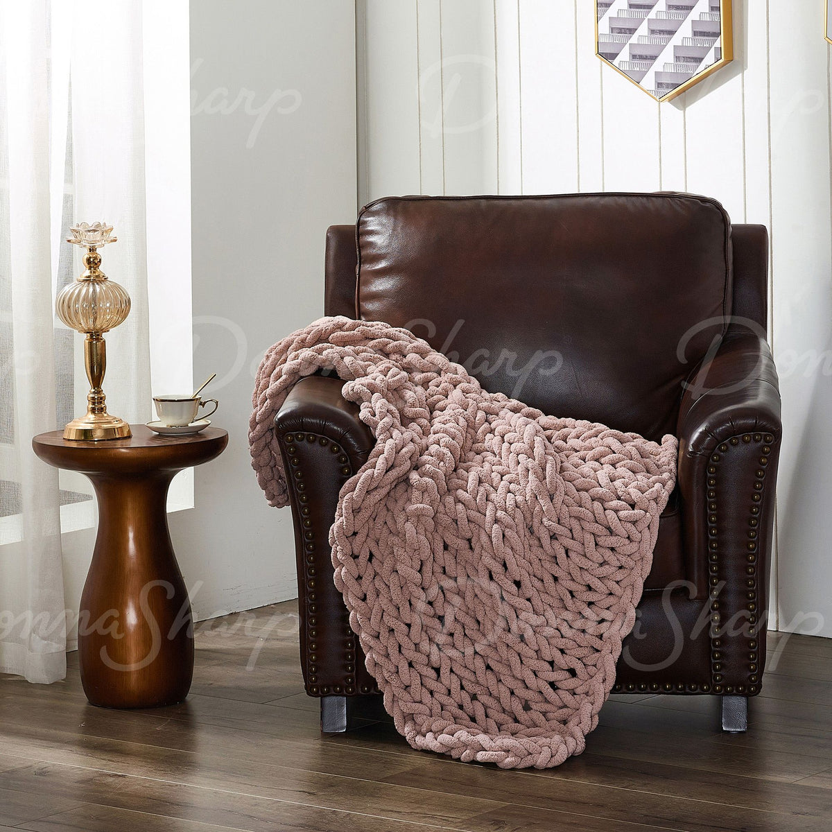 Chenille Knit Throw- Blush