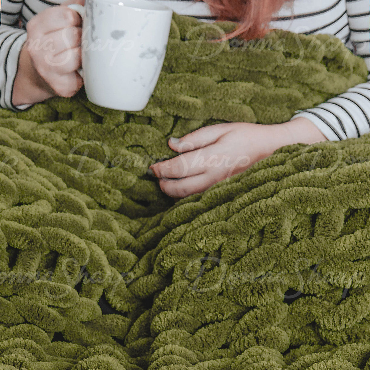 Chenille Knit Throw- Olive