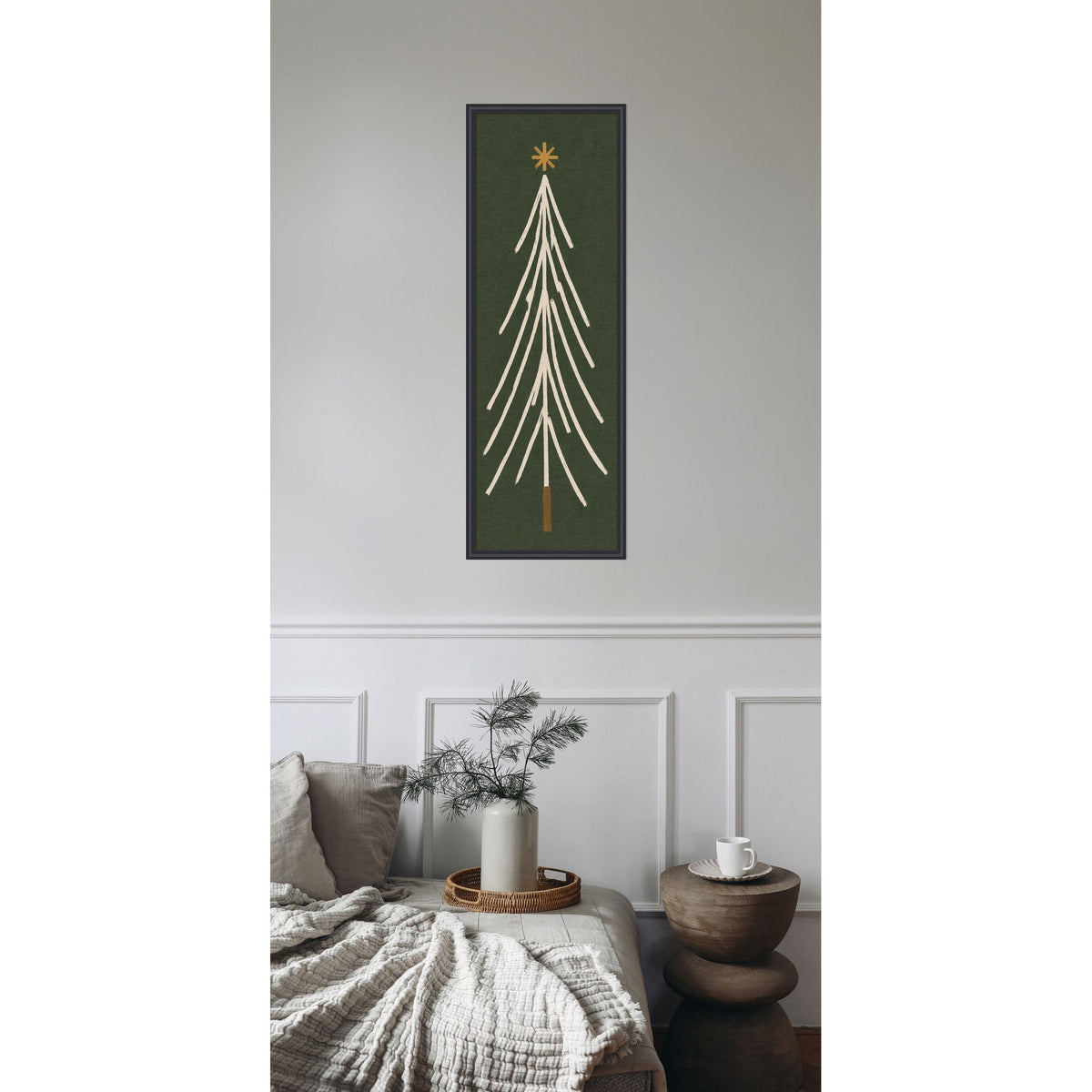 Framed Fabric Magnetic Board Minimalist Tree Panel Wall Organization