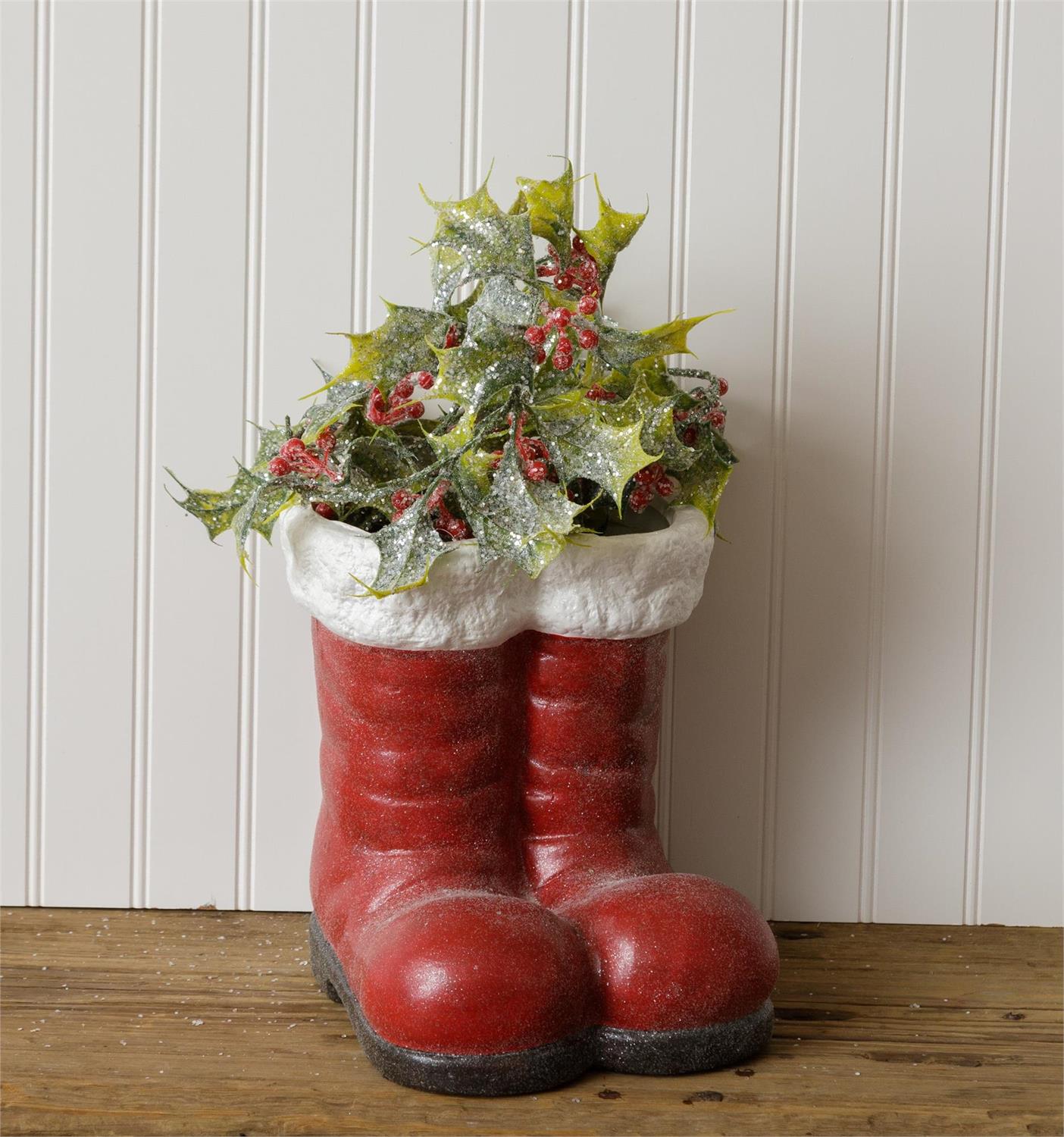Glittery Santa Boots Planter