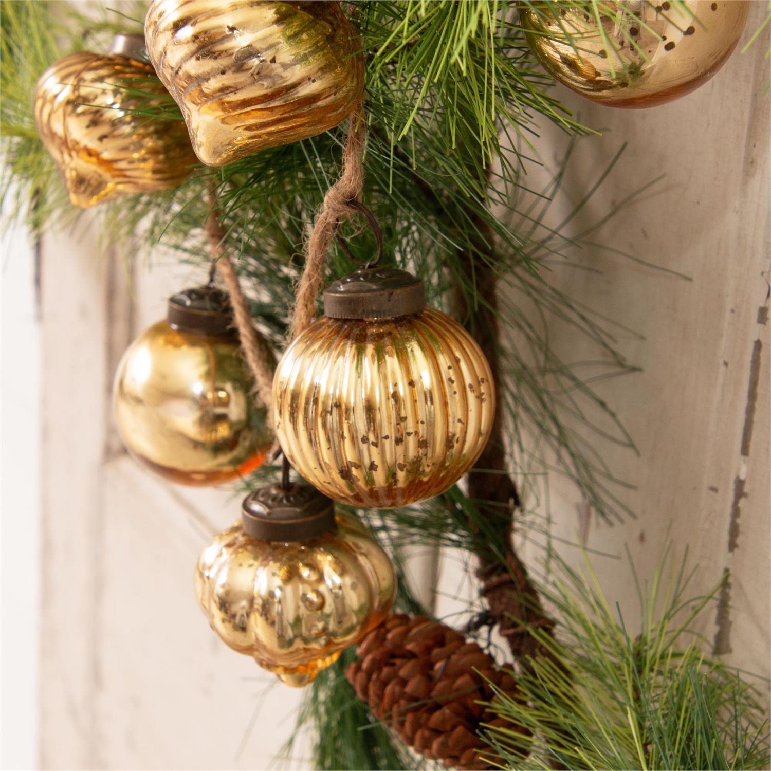 Garland - Gold Mercury Glass Ornaments