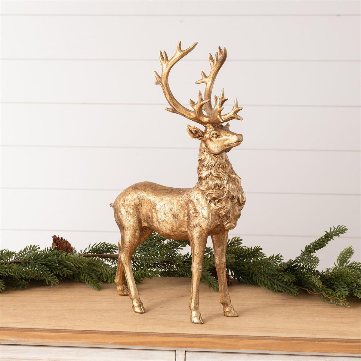 Gold Christmas Deer Figurine - Standing