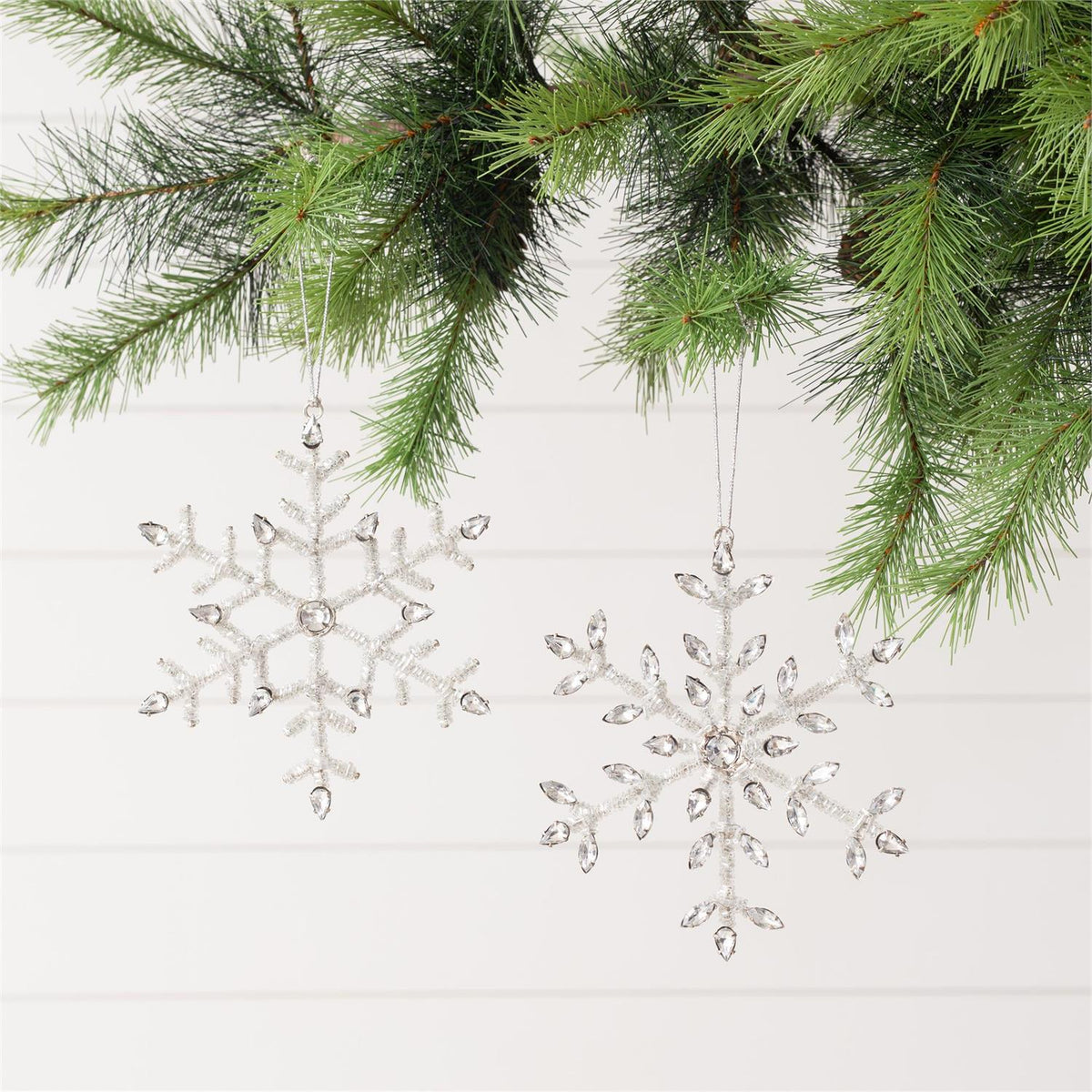 Beaded Silver Snowflakes set of 12