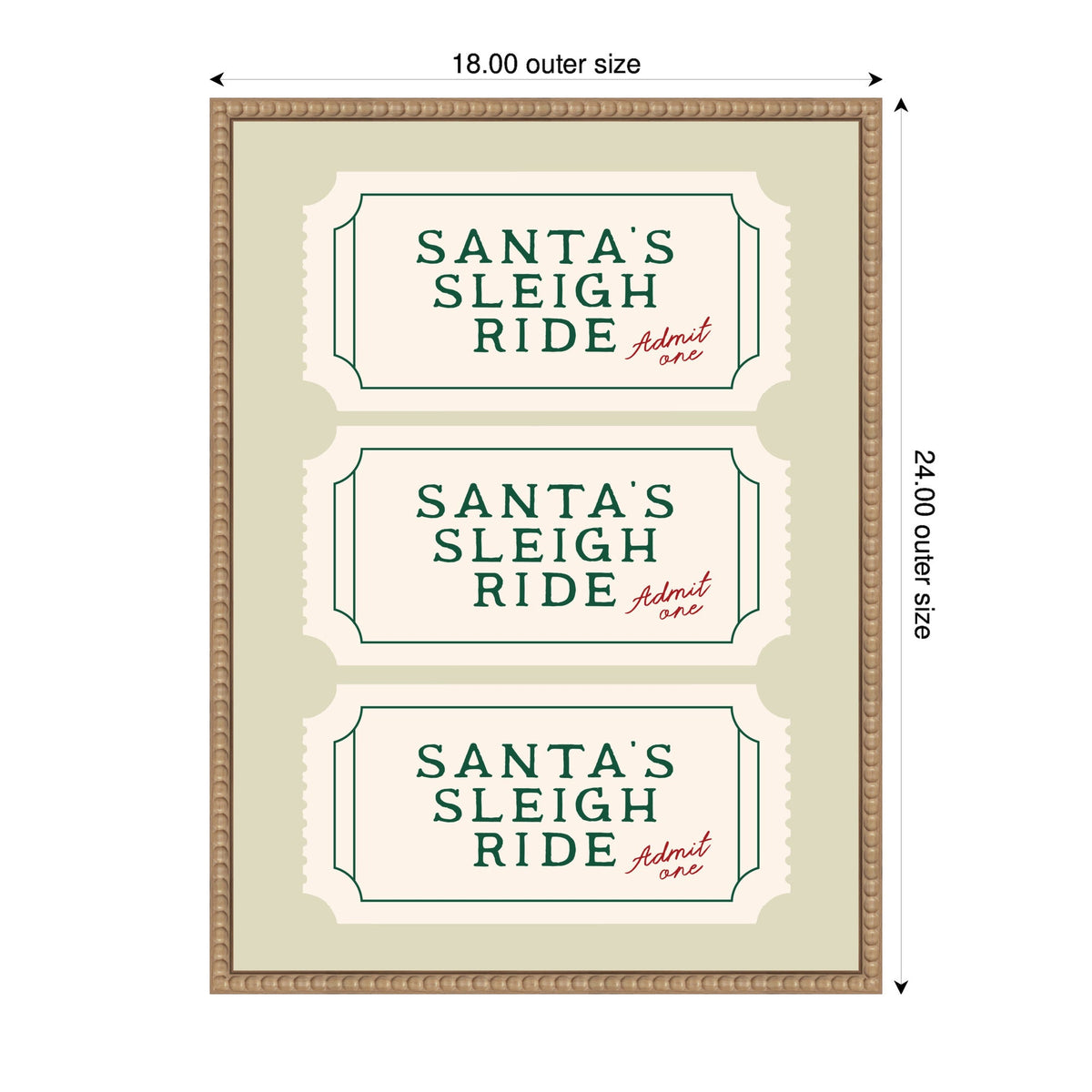 Santa Sleigh Ride Retro Ticket by Lucky Guava Framed Canvas Wall Art Print