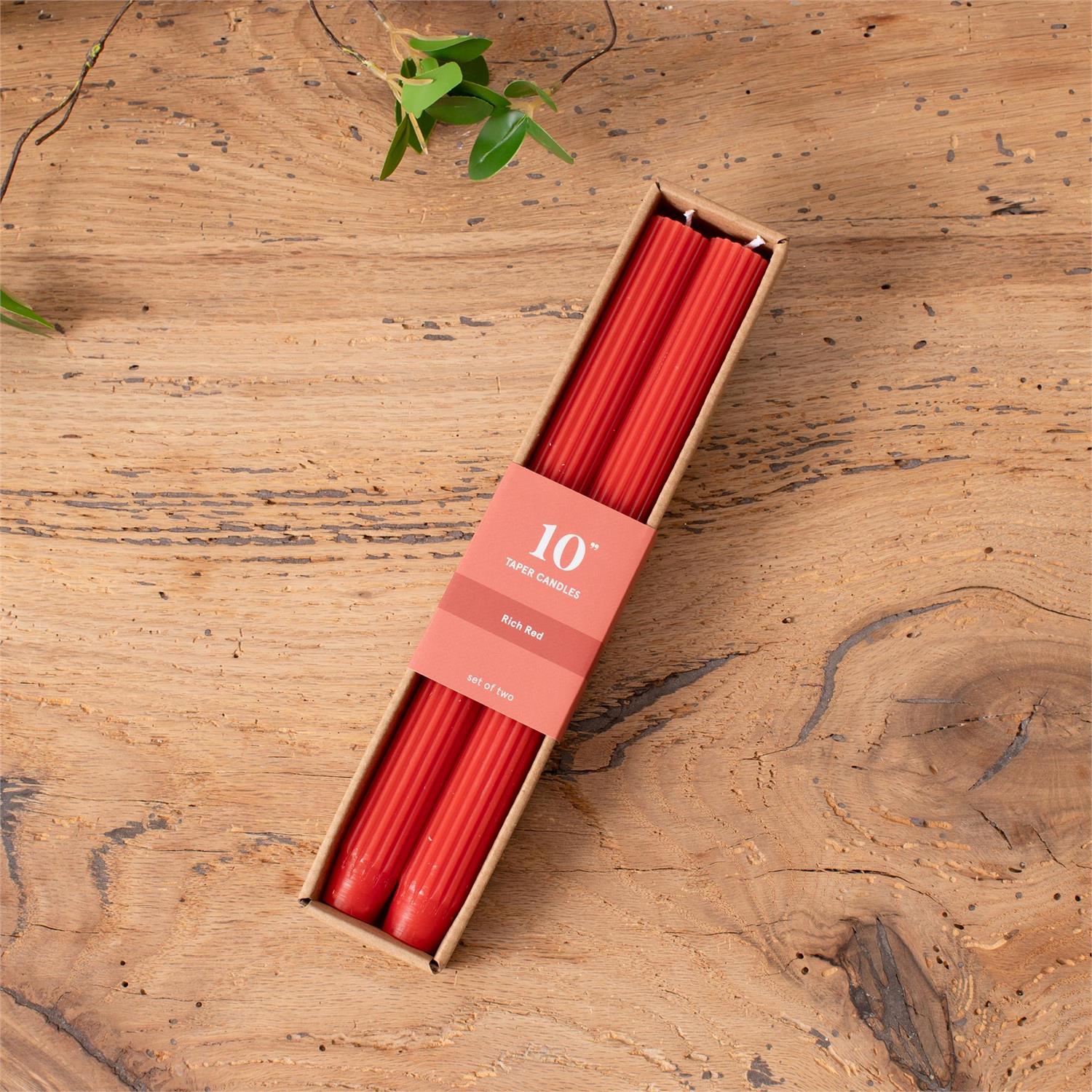 Ribbed Taper Candle 10 in. (Set of 2)