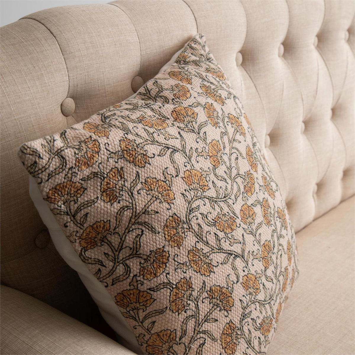 Pillow - Knubby Slub Block Print, Dandelion