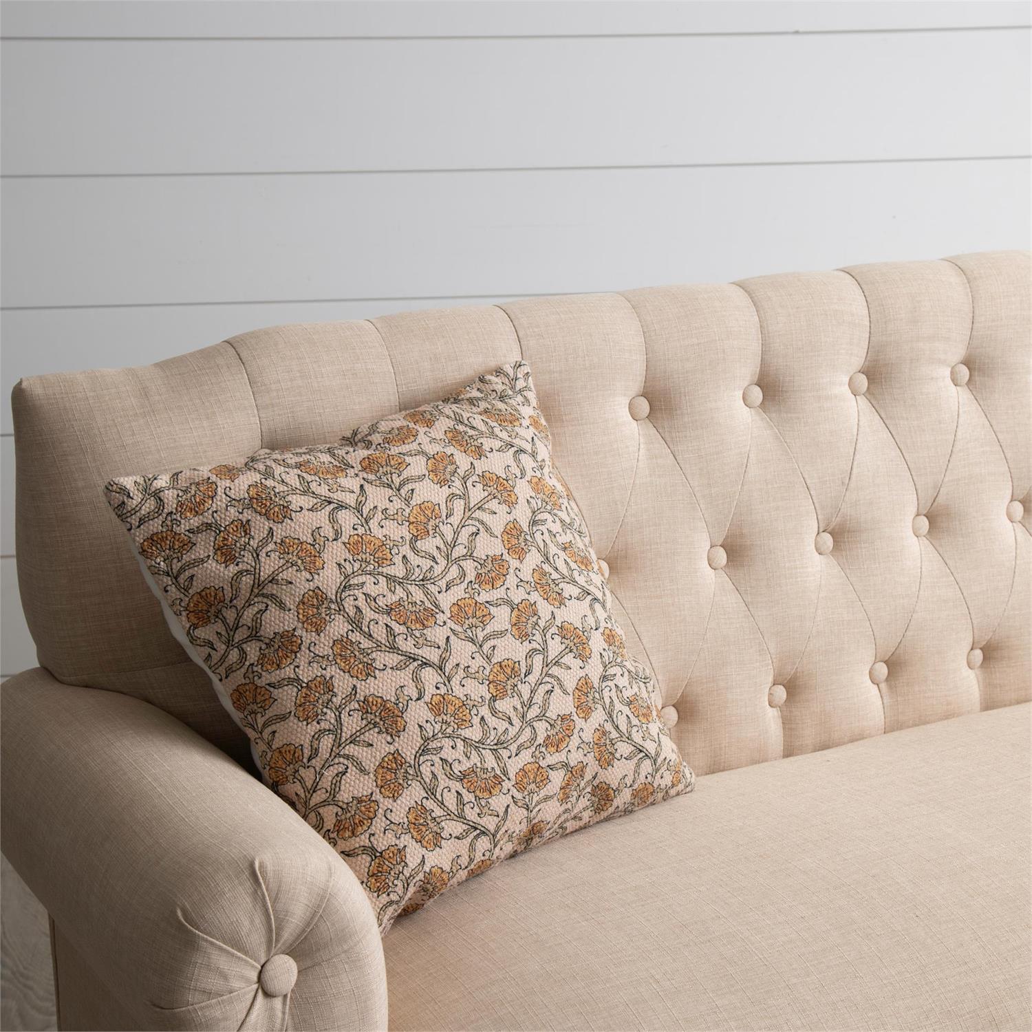 Pillow - Knubby Slub Block Print, Dandelion