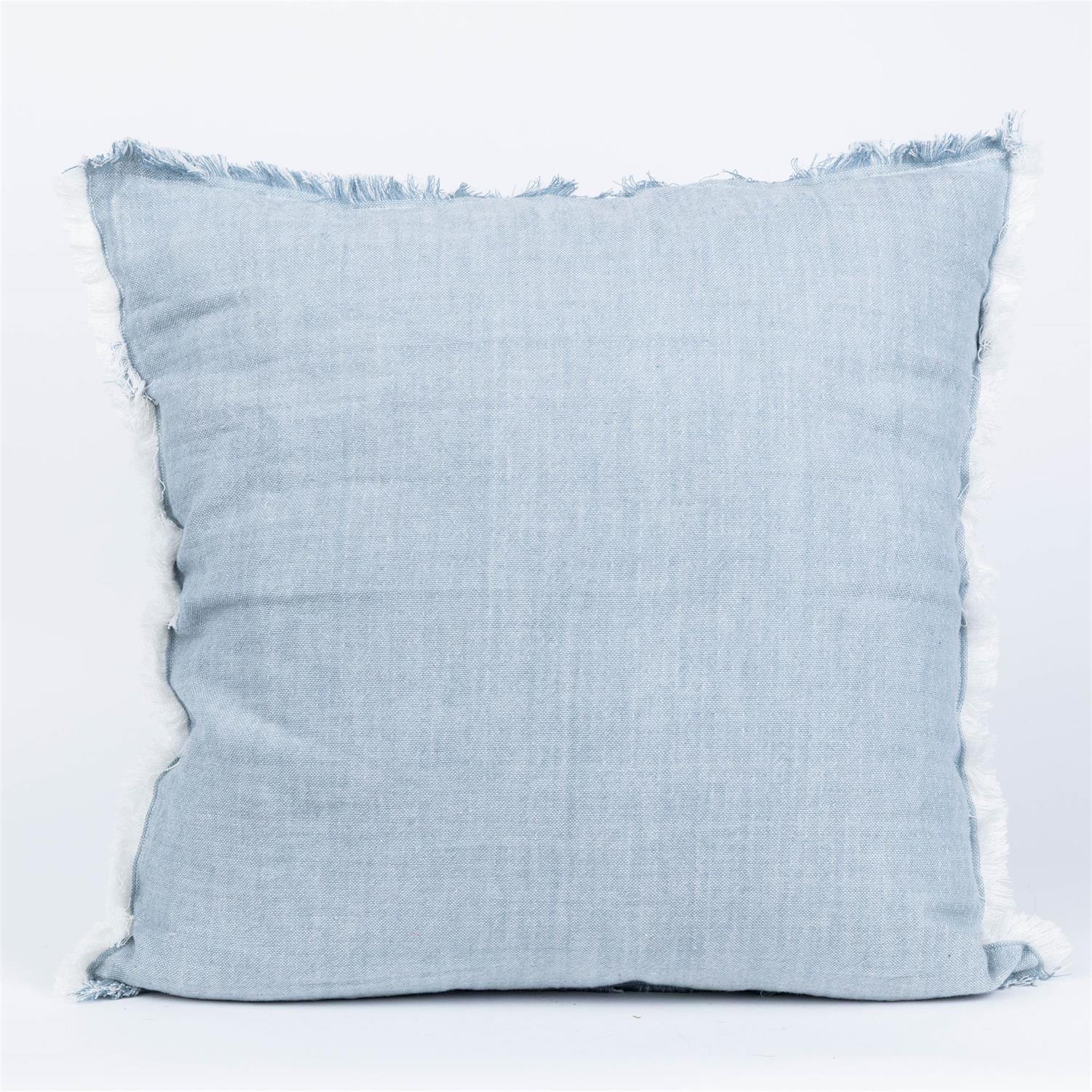 Pillow - Soft Blue Chambray Fringe Edge