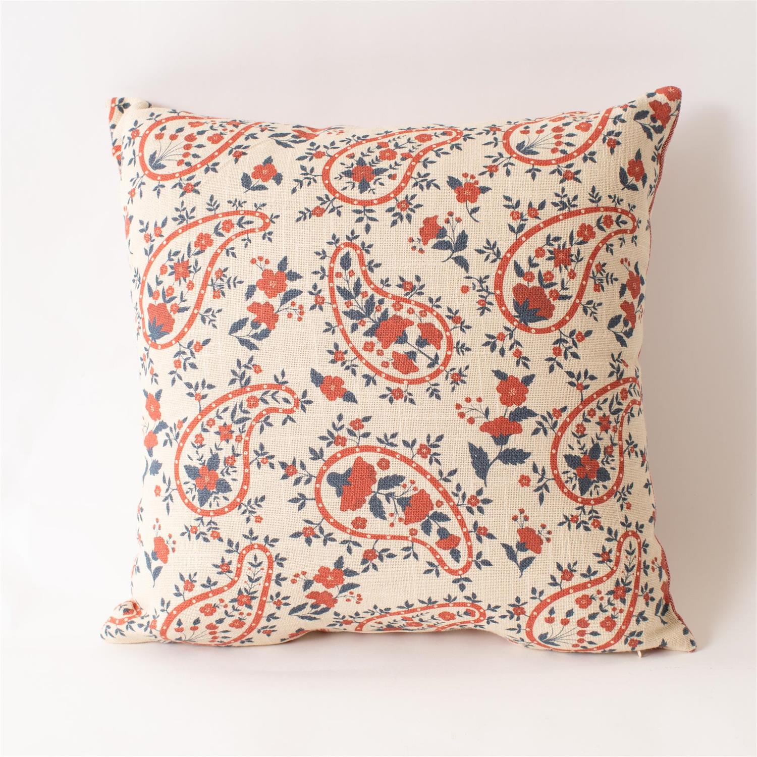 Pillow - Red And Blue Paisley Floral