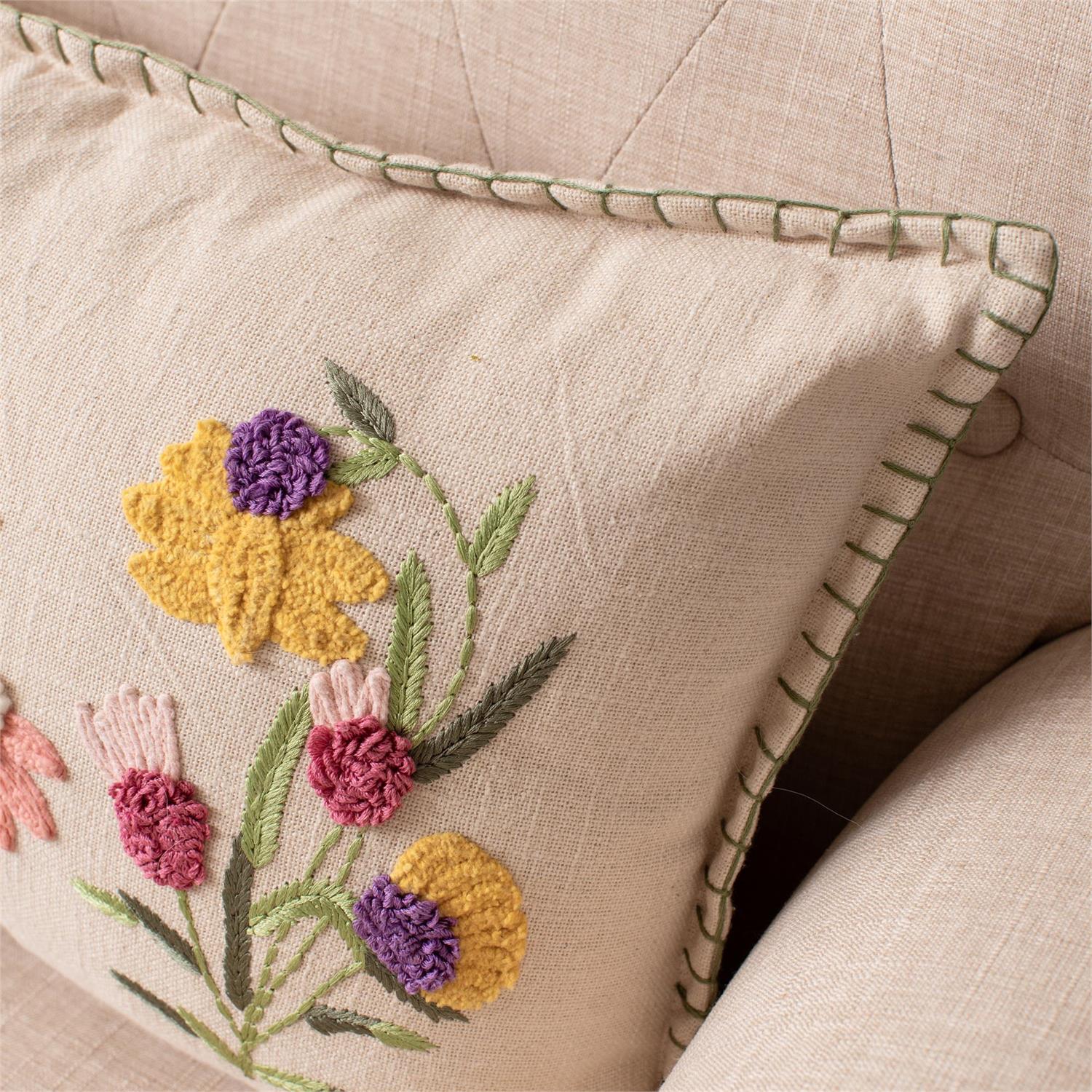 Lumbar Pillow - Embroidered Provence Floral