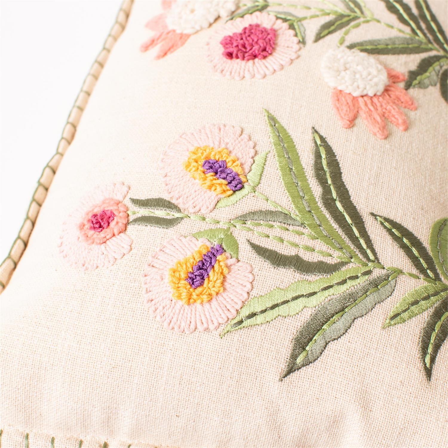 Lumbar Pillow - Embroidered Provence Floral
