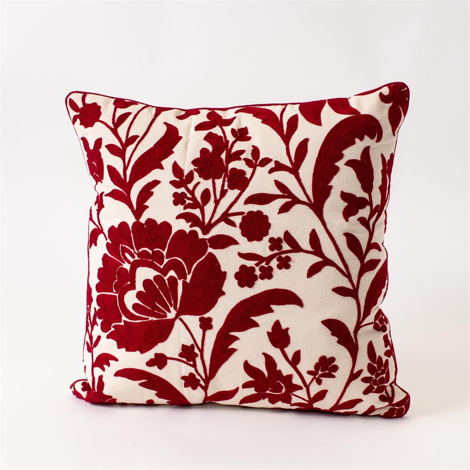 Pillow - Crewelwork Red Floral