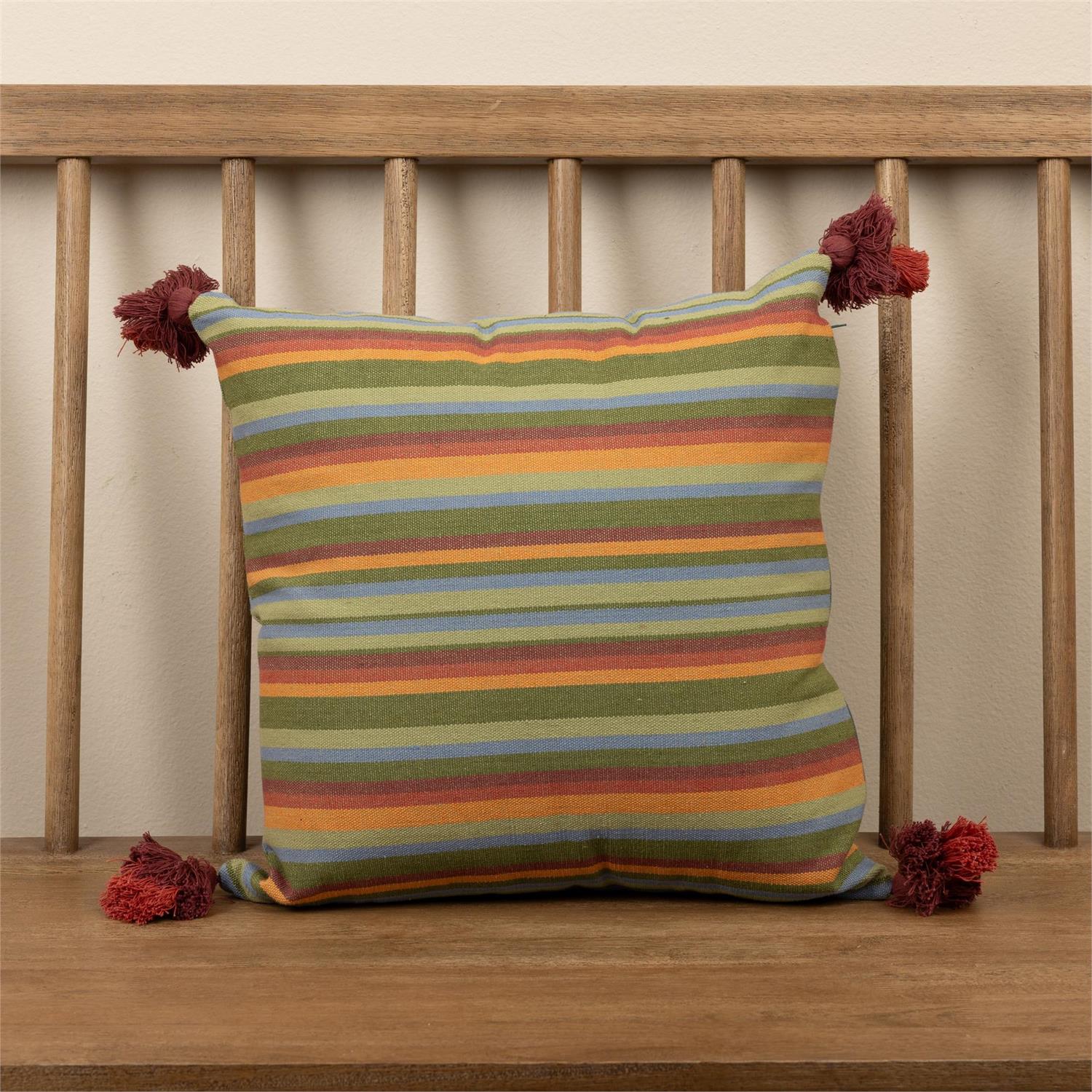 Pillow - Multi Striped, With Tassels