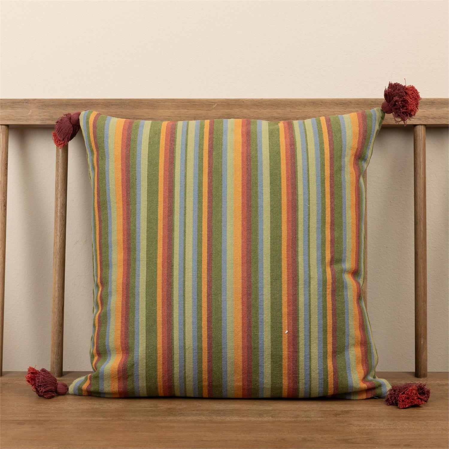 Pillow - Multi Striped, With Tassels