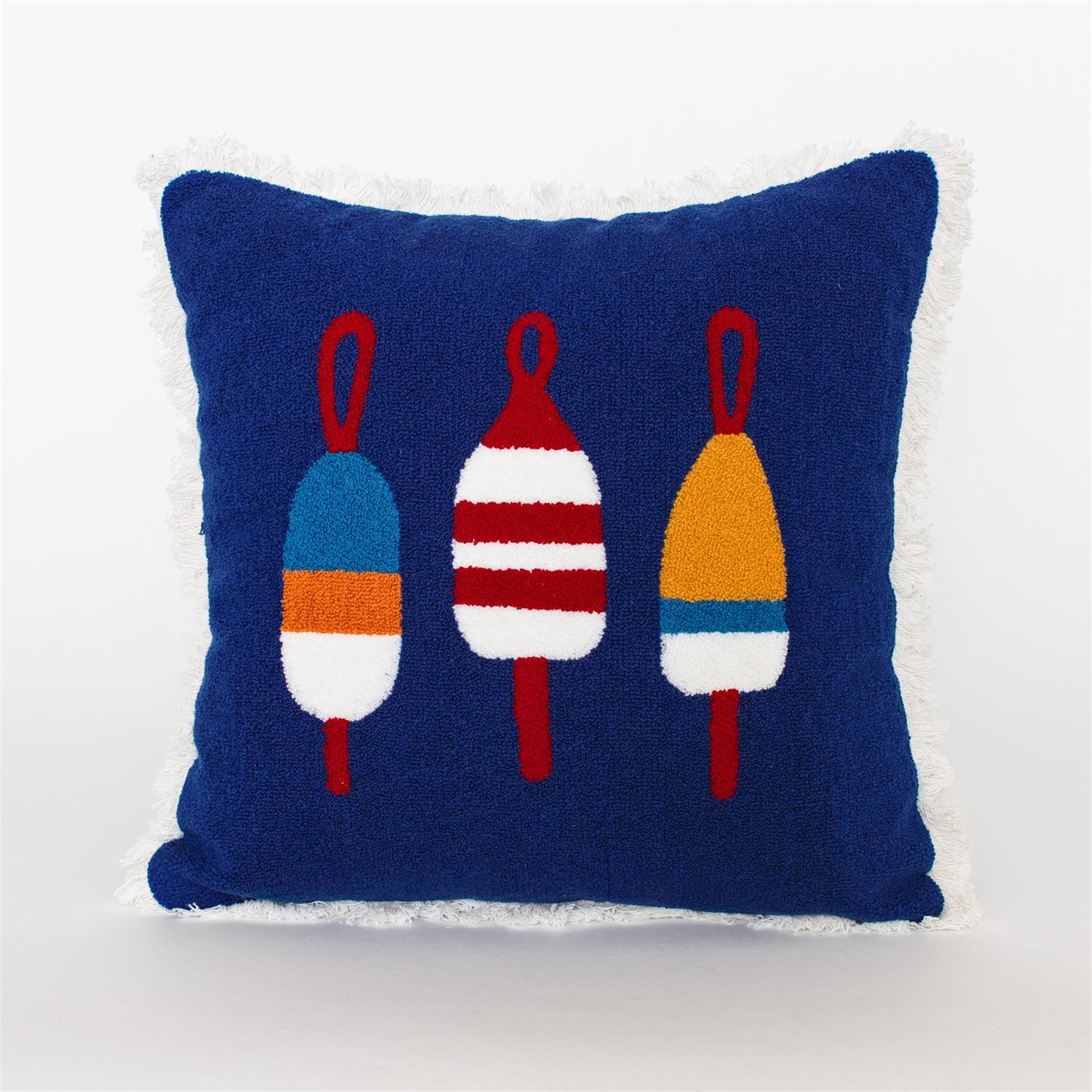 Pillow - Harbor Buoys, Hook Embroidery
