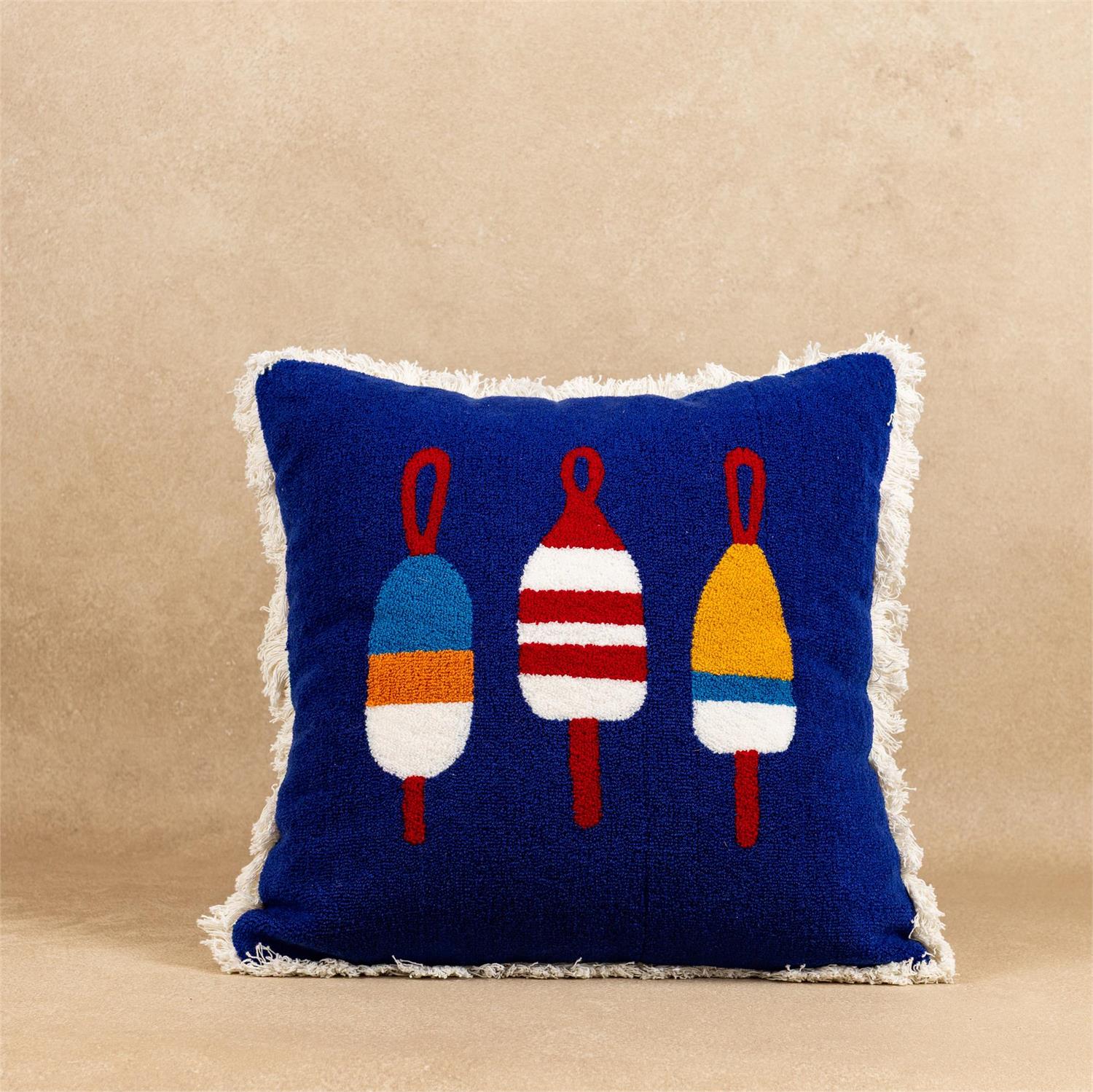 Pillow - Harbor Buoys, Hook Embroidery