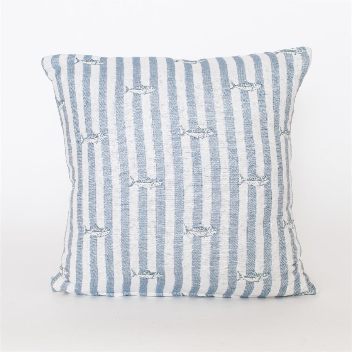 Pillow - Blue Tides and Fish Stripe