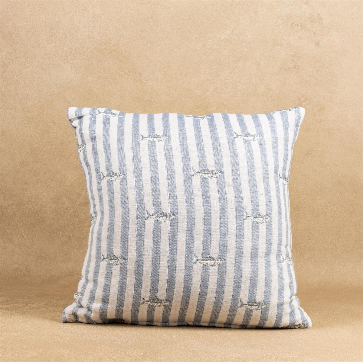 Pillow - Blue Tides and Fish Stripe