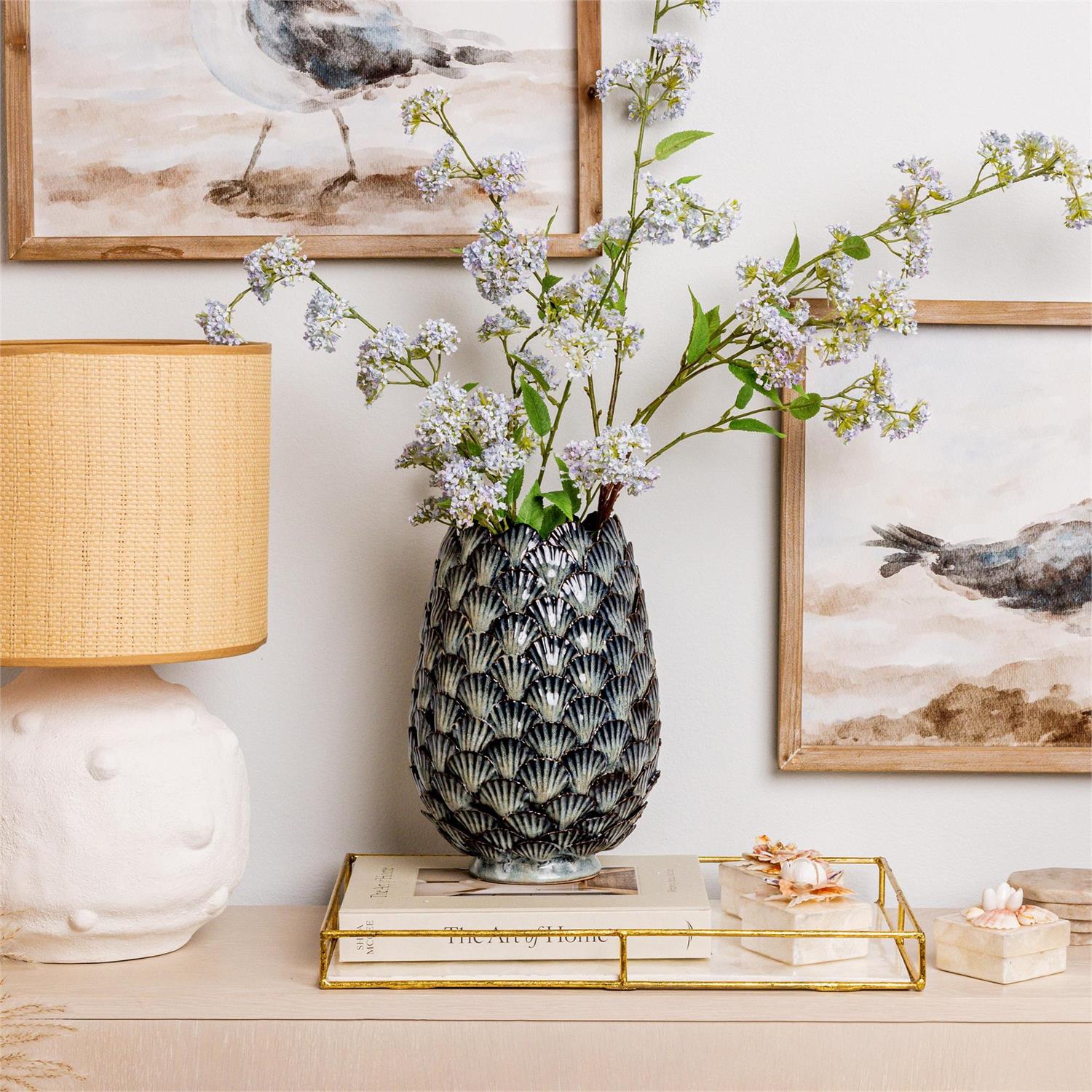Vase - Blue Hand Applied Seashells