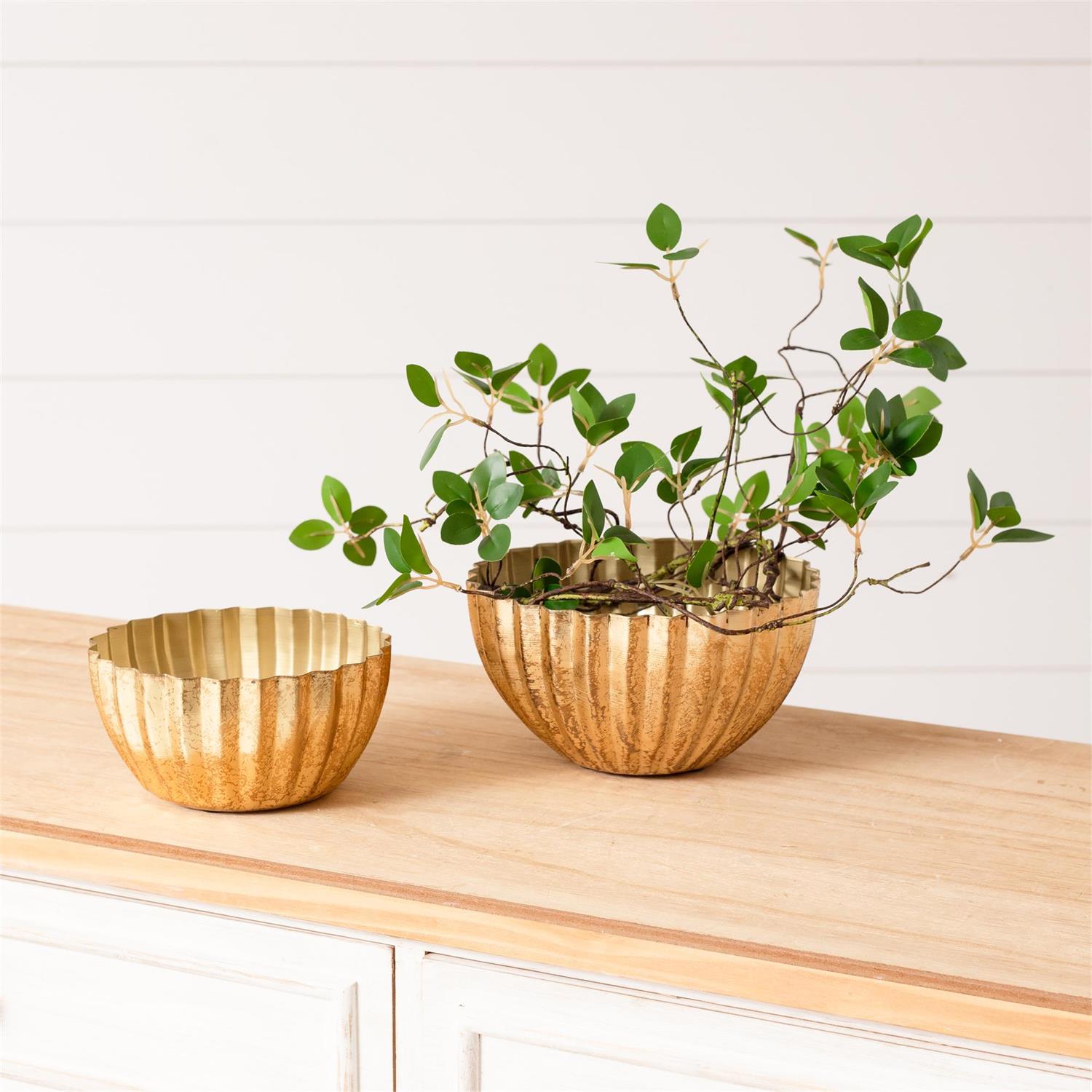 Gold Ridged Bowl (Set of 2)