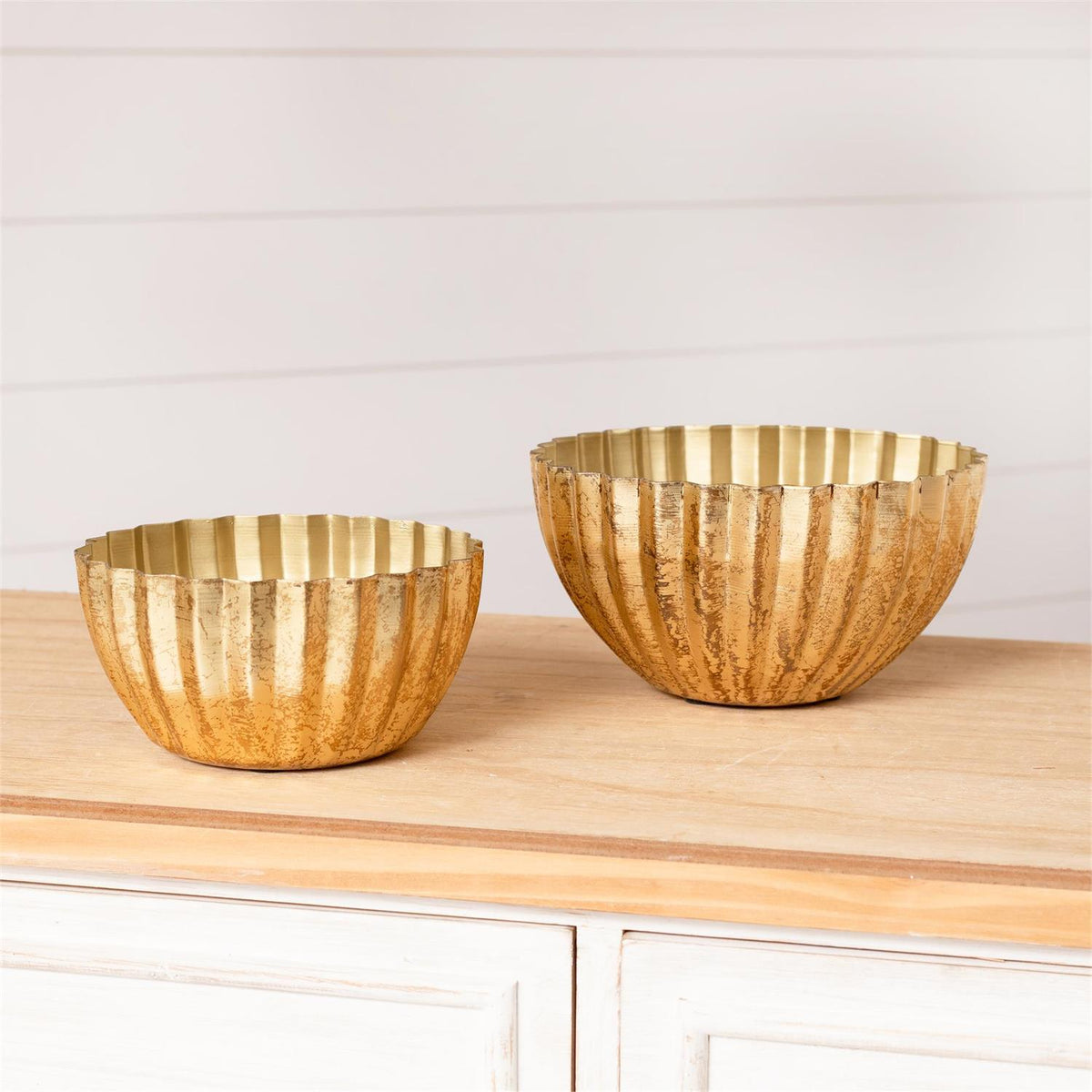 Gold Ridged Bowl (Set of 2)