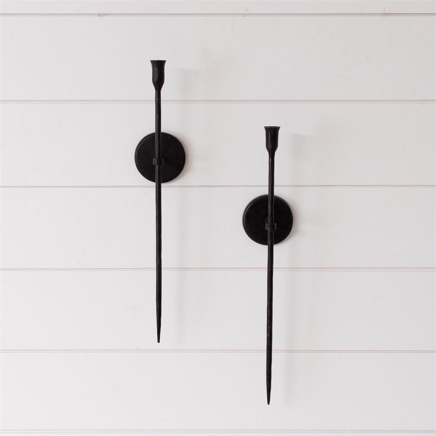 Black Iron Taper Candle Wall Sconces
