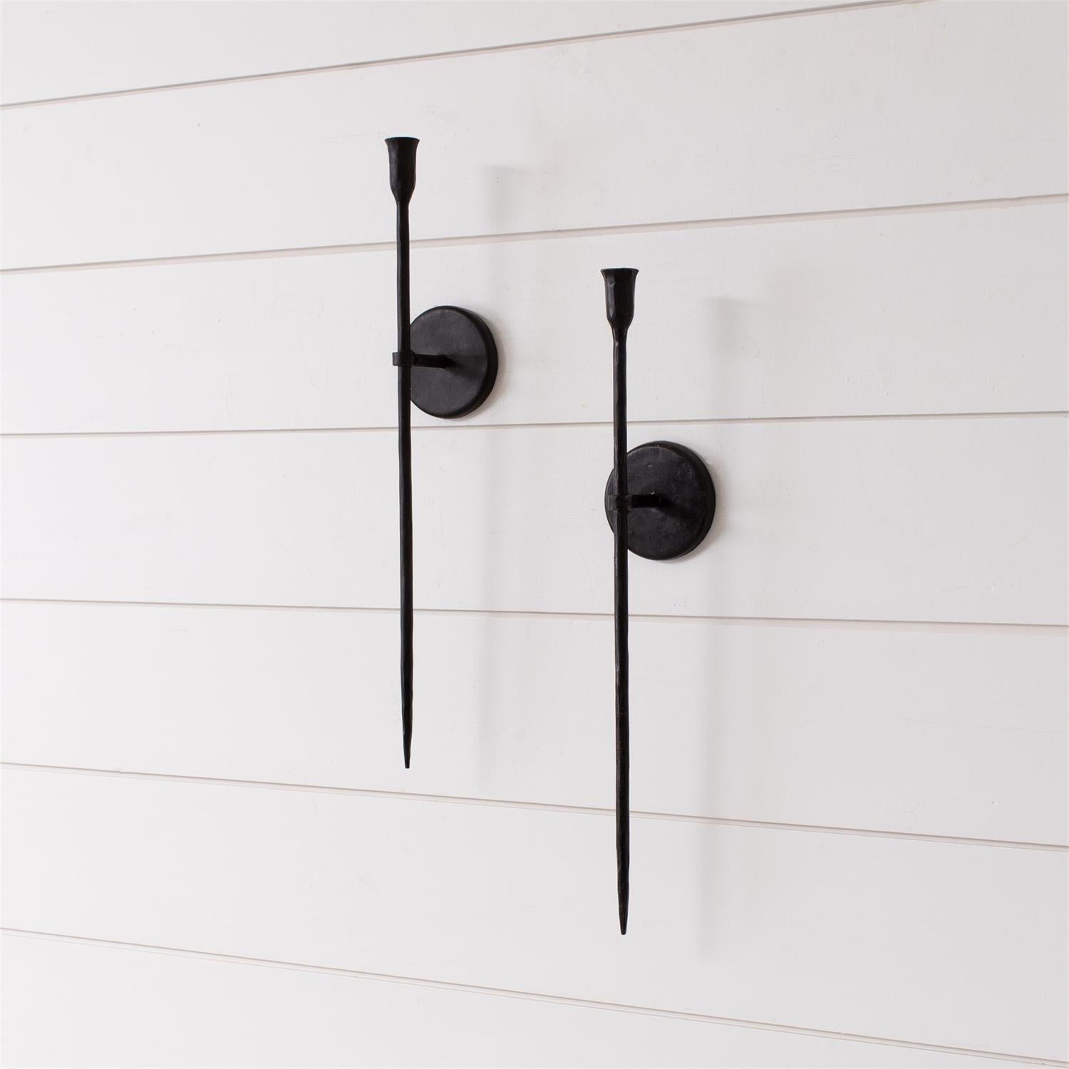 Black Iron Taper Candle Wall Sconces