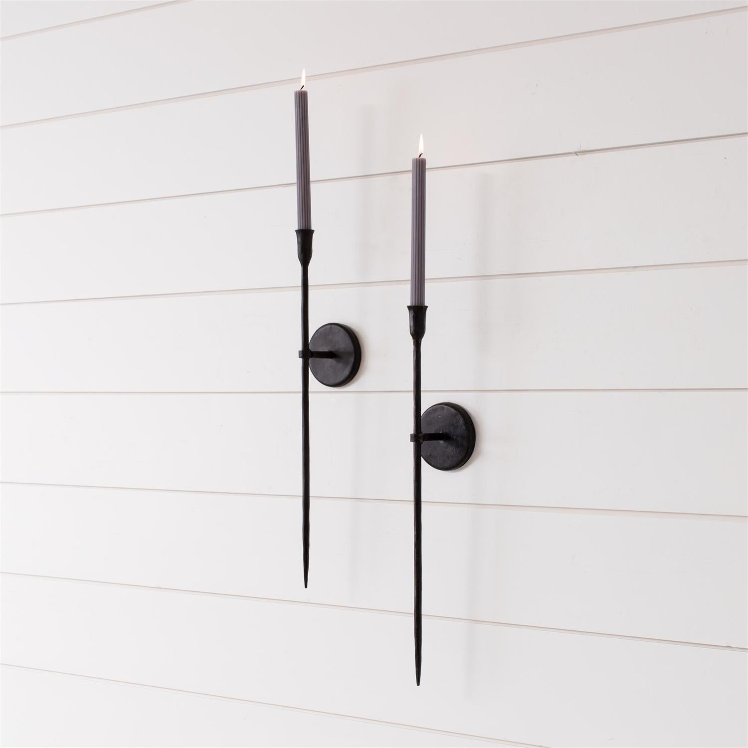 Black Iron Taper Candle Wall Sconces
