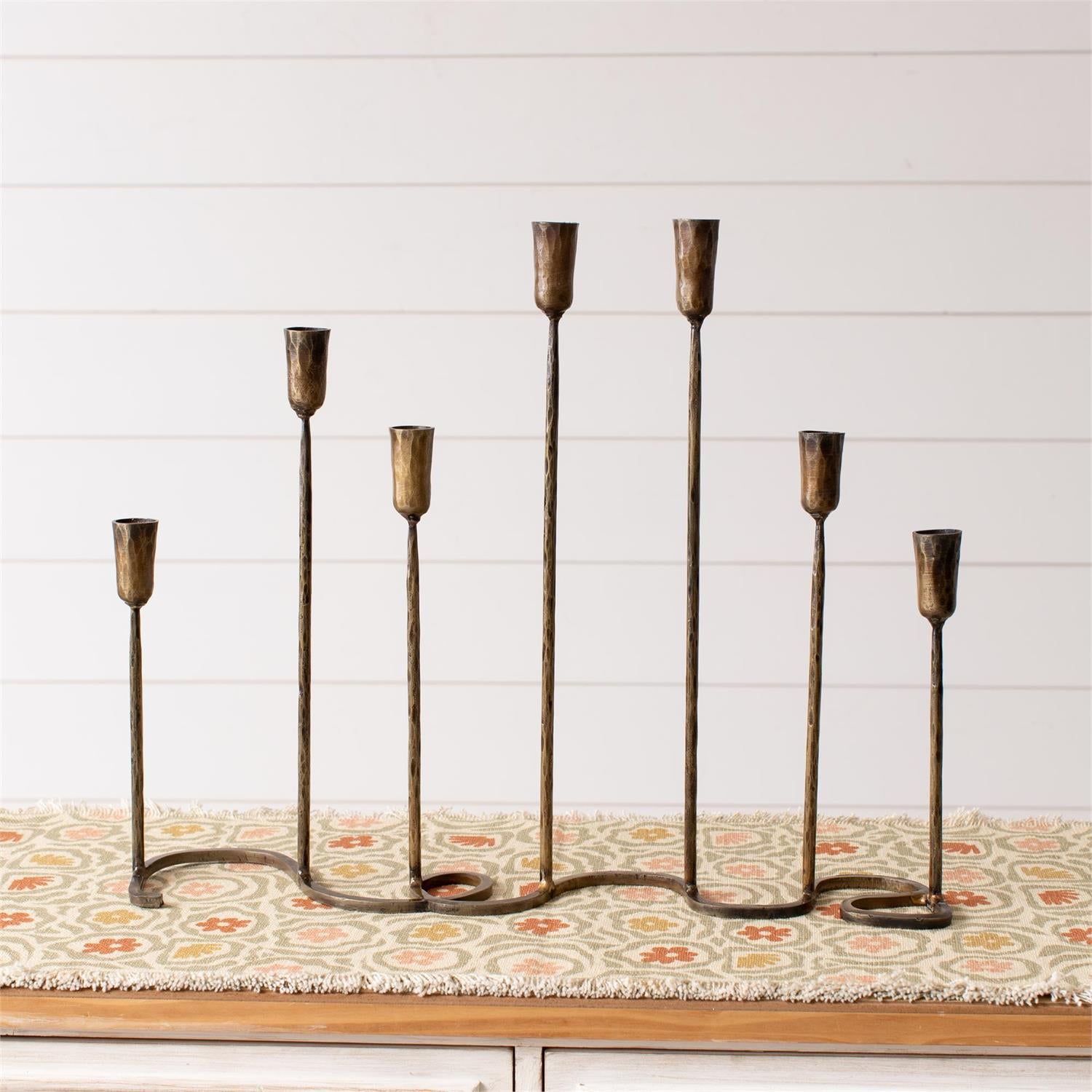 Brass Iron Taper Candle Holder Centerpiece