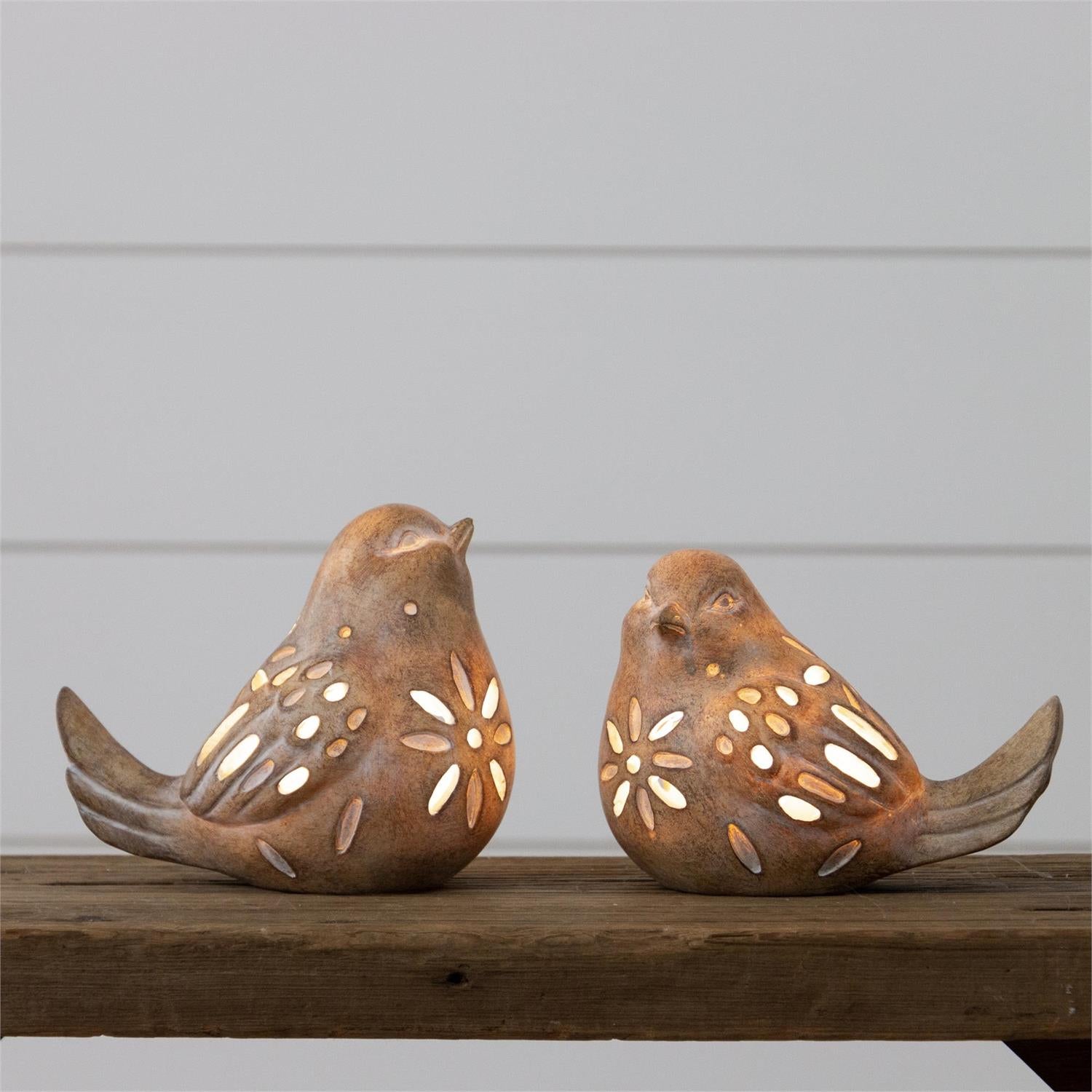 LED Bird Figurines - 2 pc set