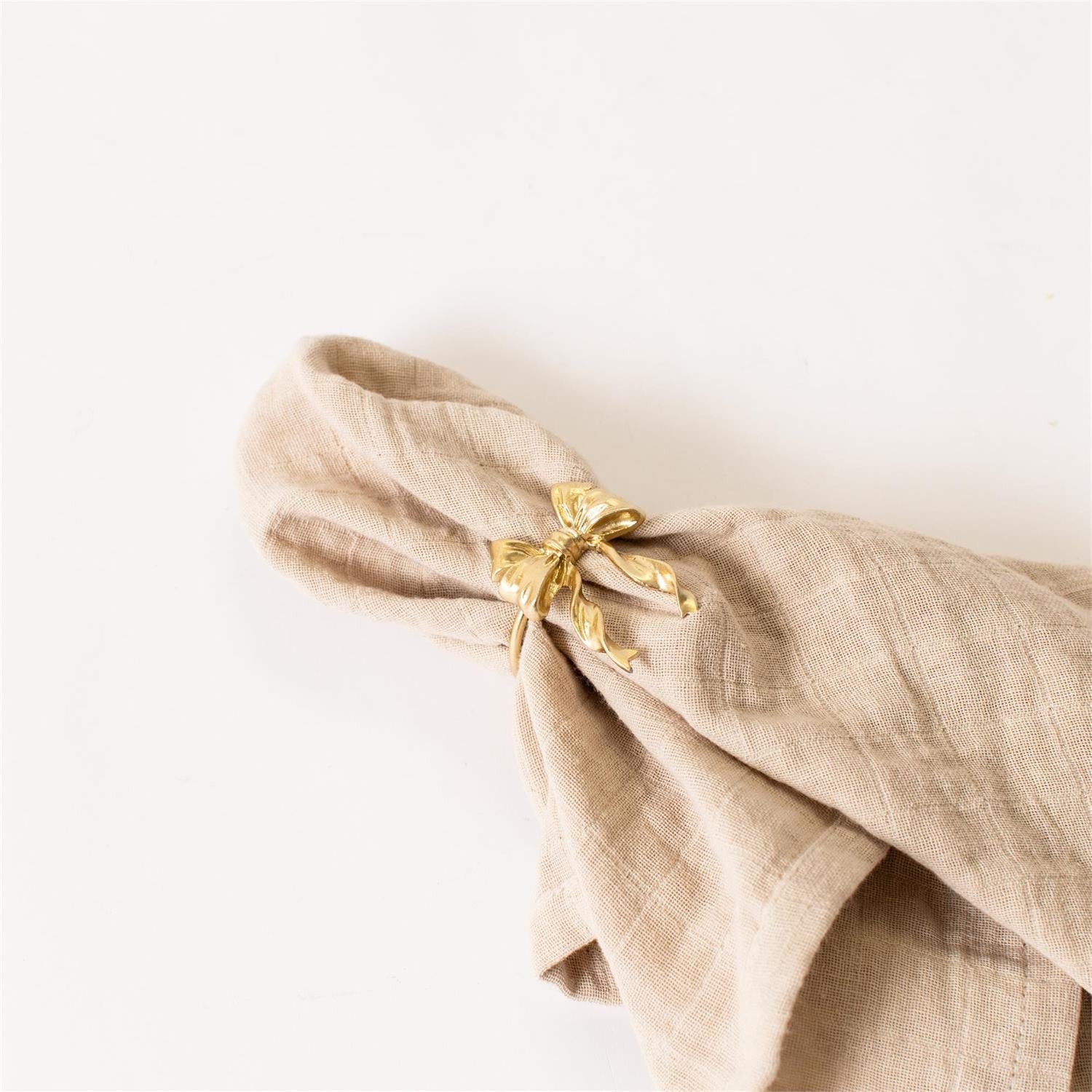 Napkin Ring - Gold Finish Bow - Set of 12