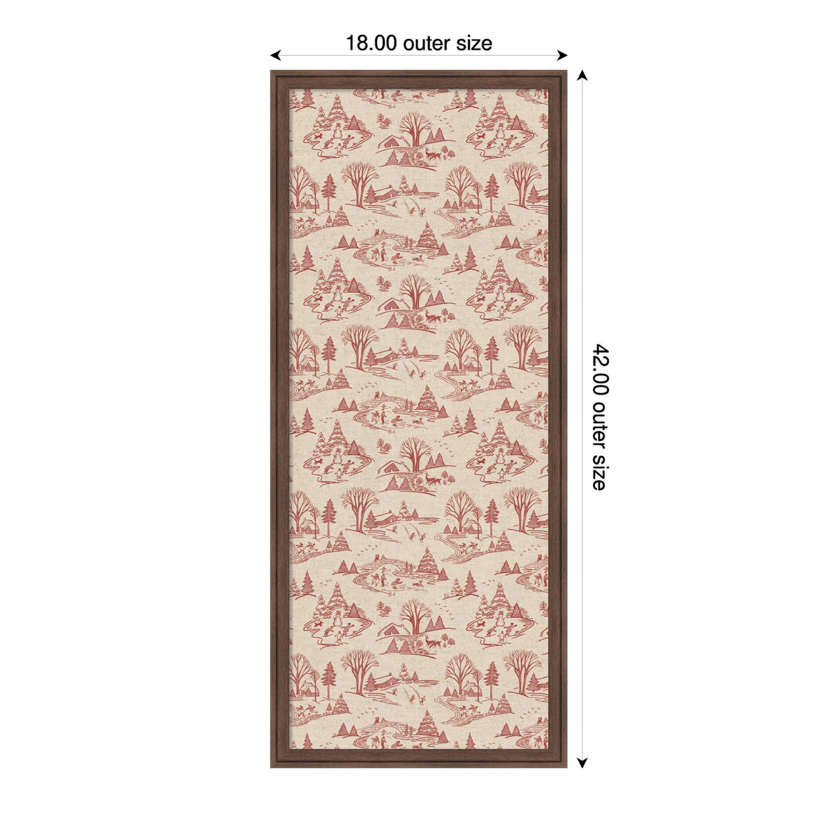 Kate and Laurel Framed Fabric Pinboard Wonderland Red Toile