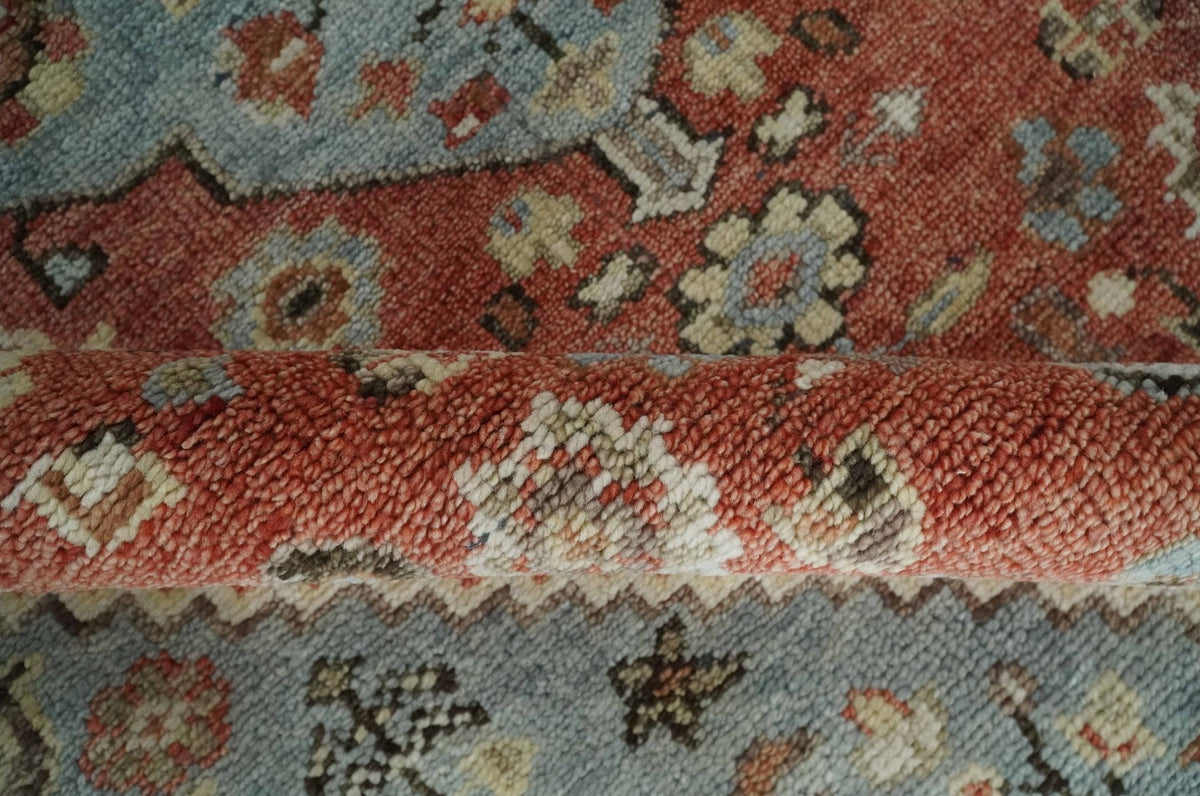 8x10 Antique look Traditional Floral Gray, Rust and Beige Hand knotted wool Area Rug