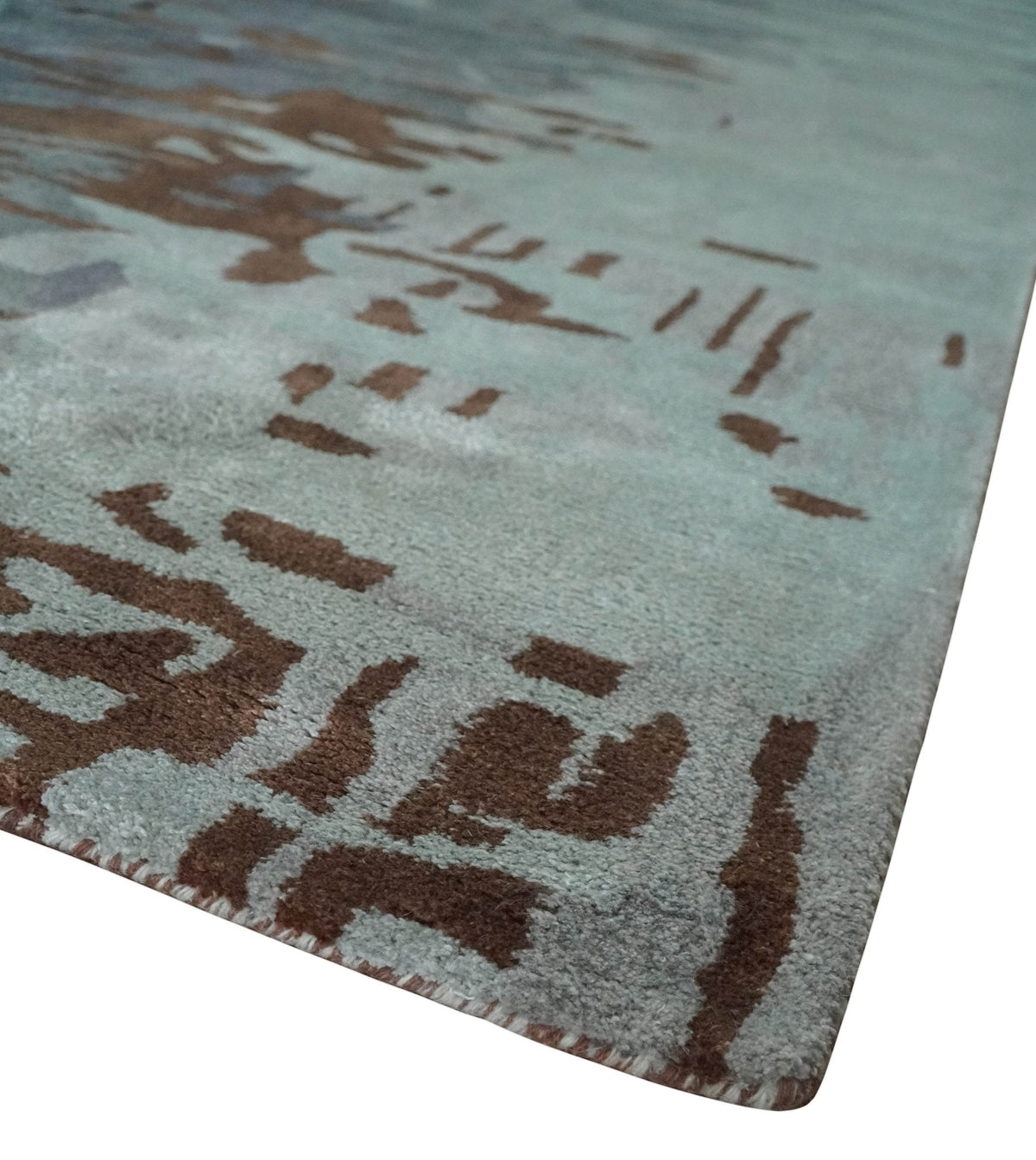8x11 Gray, Silver and Brown Modern Abstract Hand Tufted wool and Art silk Area Rug