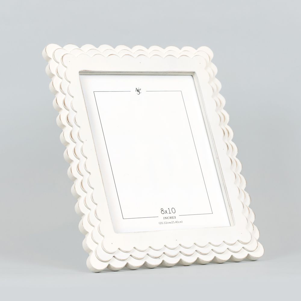 wood scallop photo frame (8x10) white Scallop Collection