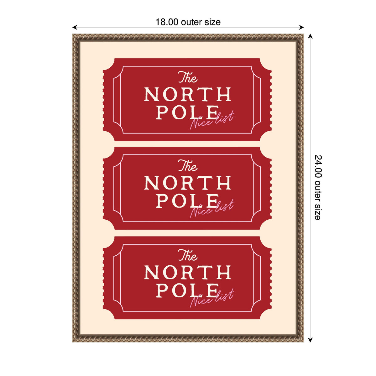 Christmas North Pole Ticket by Lucky Guava Framed Canvas Wall Art Print
