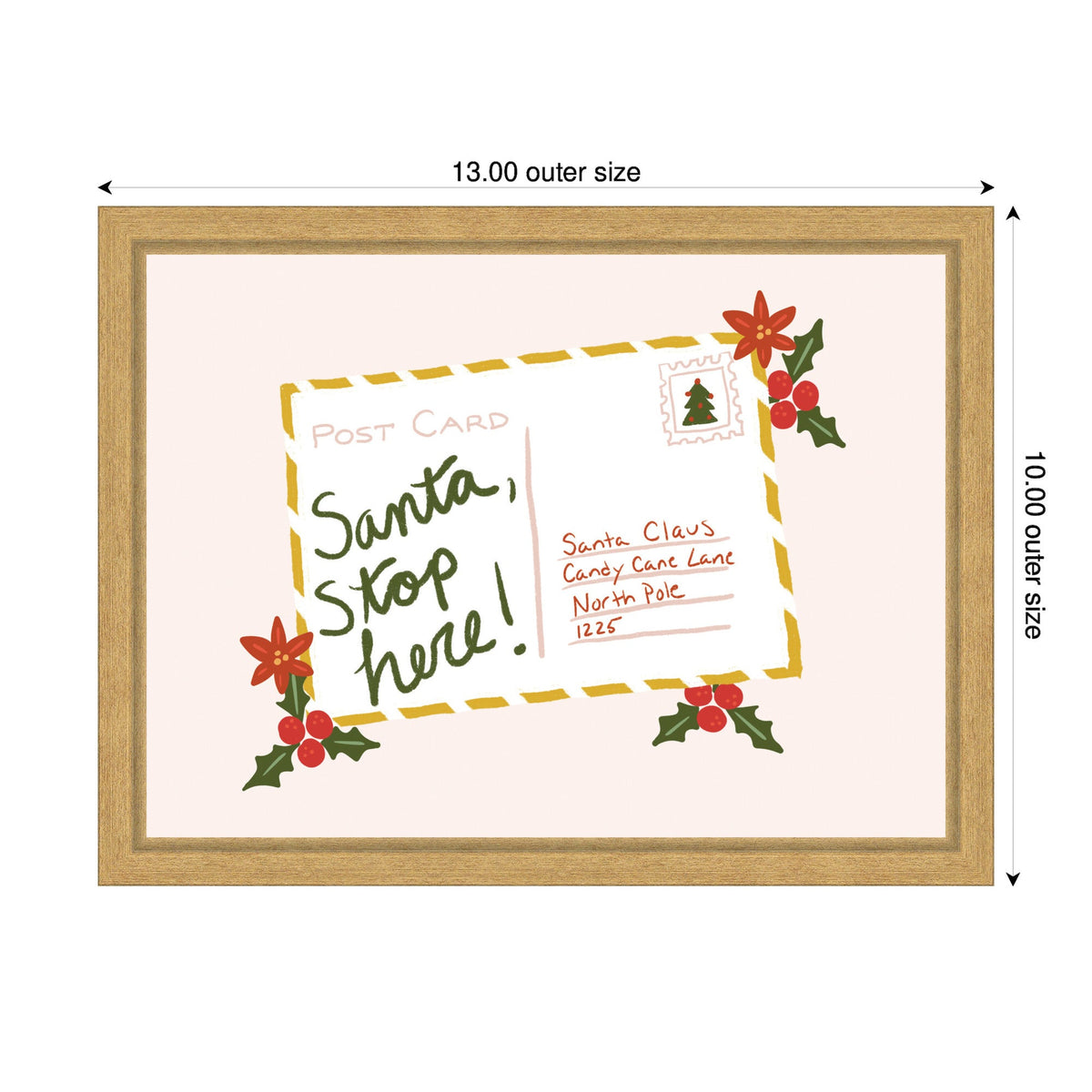 Santa Stop Here by Leonora Jennifer Framed Canvas Wall Art Print