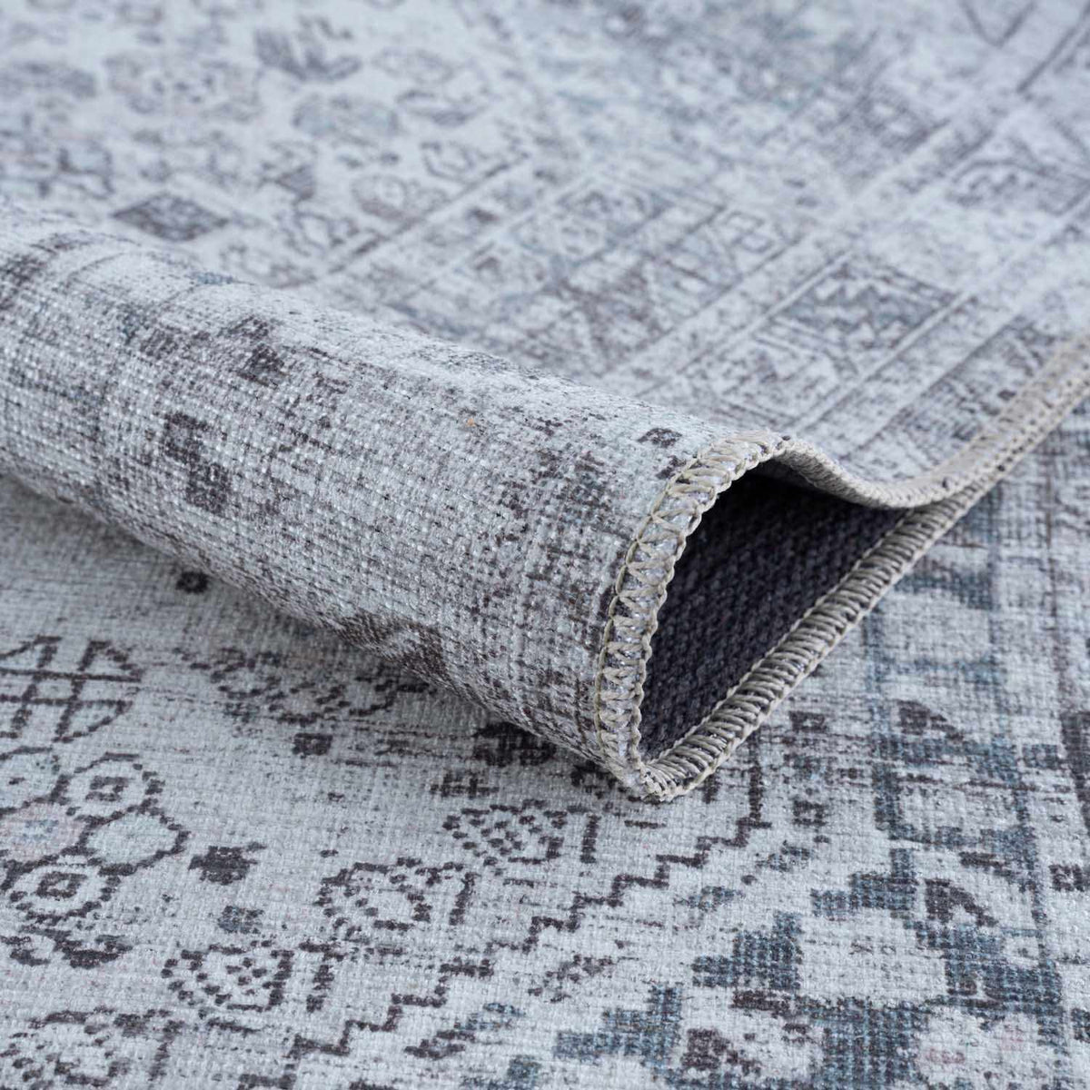 Barny Gray Flat Pile Washable Rug