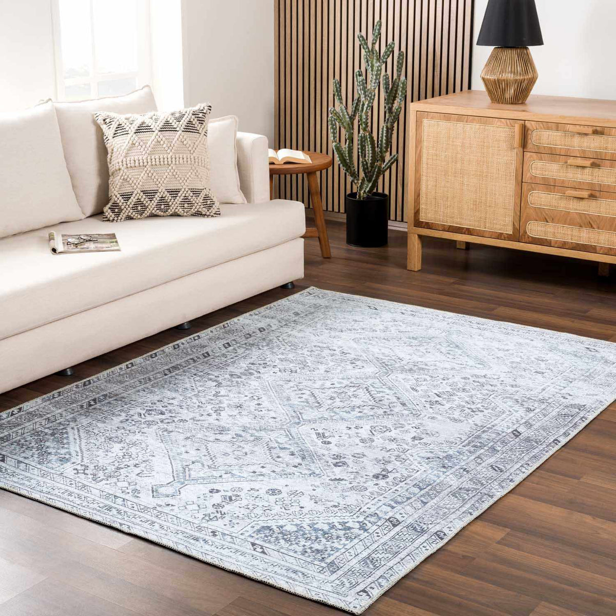 Barny Gray Flat Pile Washable Rug