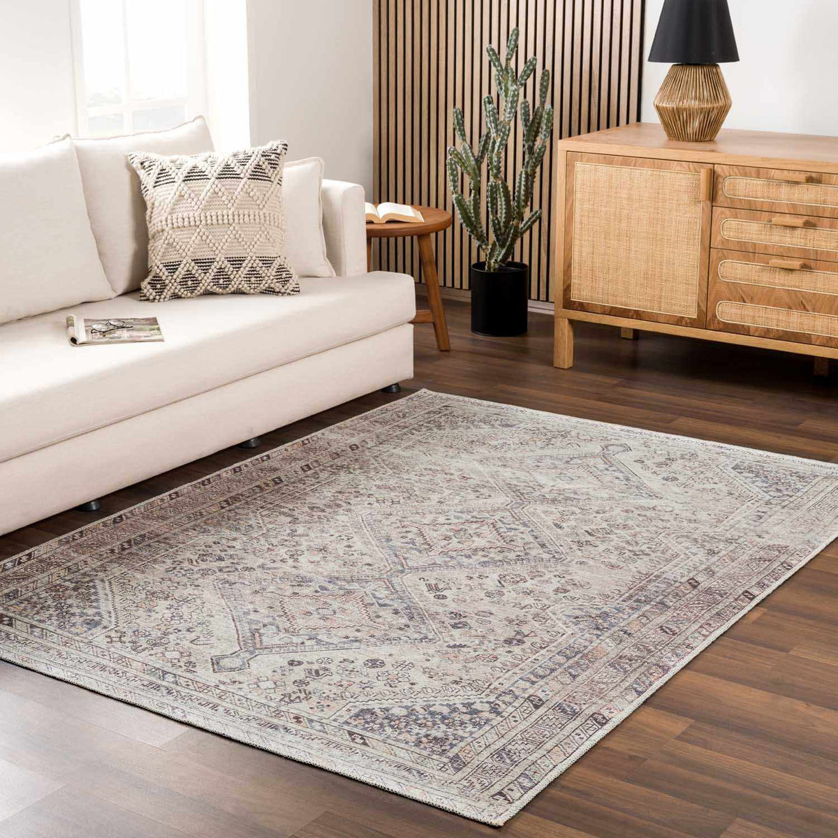 Barny Tan Flat Pile Washable Rug