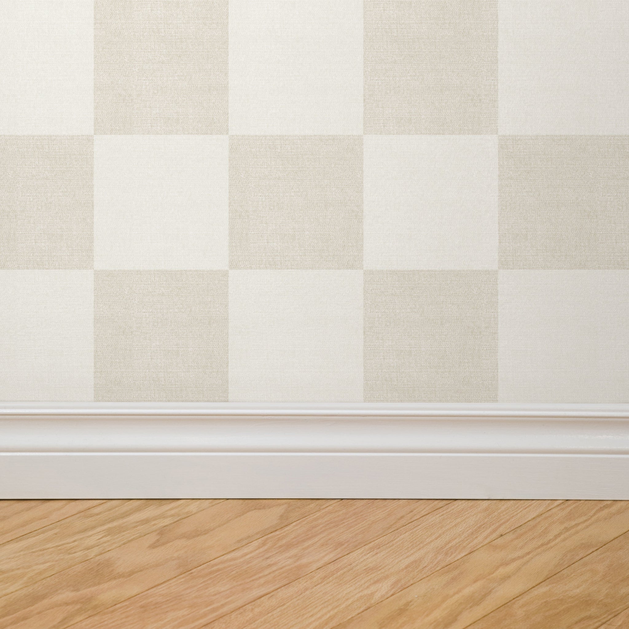 Woven Check (Beige) Wallpaper - 8 FT H X 12.5 FT W LUXE