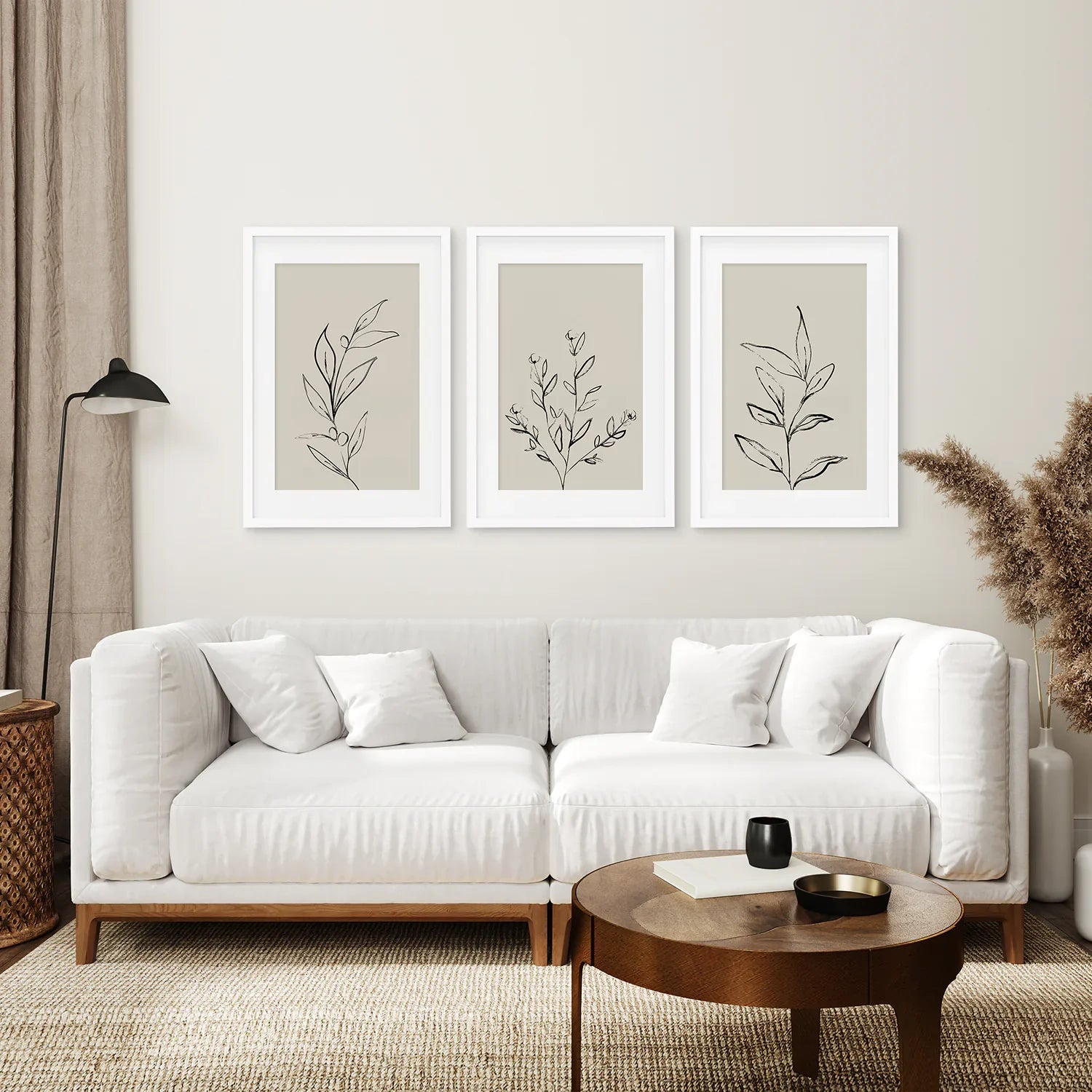 3 Piece Contemporary Art Set of Posters. One Line Drawing
