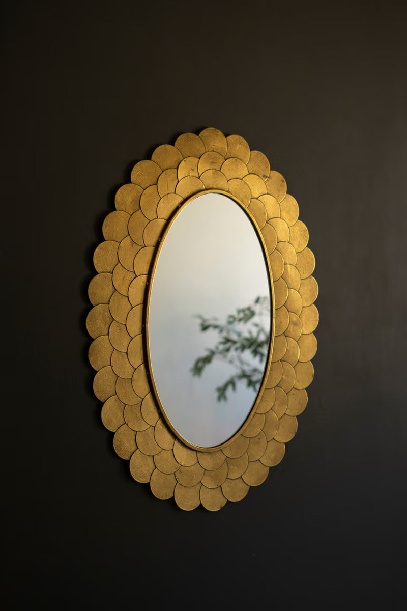 Layered Gold Scallop Framed Mirror