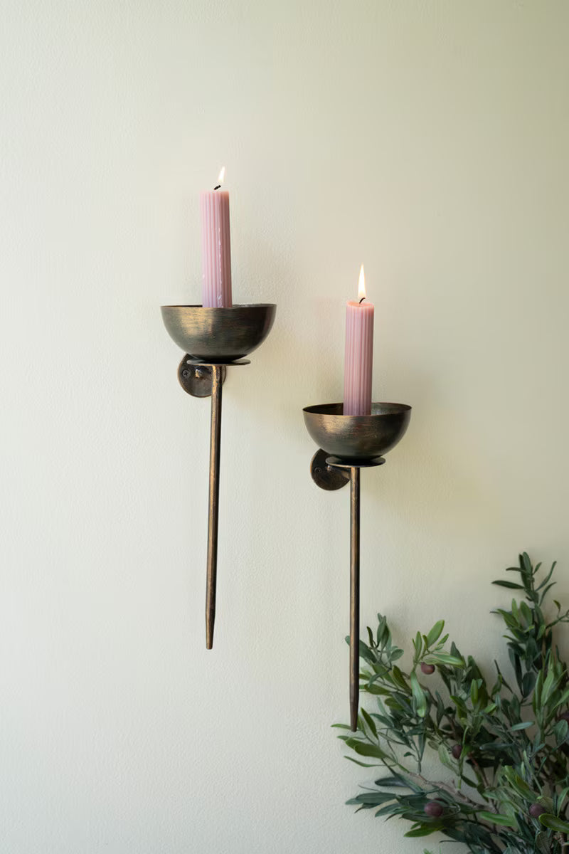 Set of 2 Metal Wall Taper Candle Holders